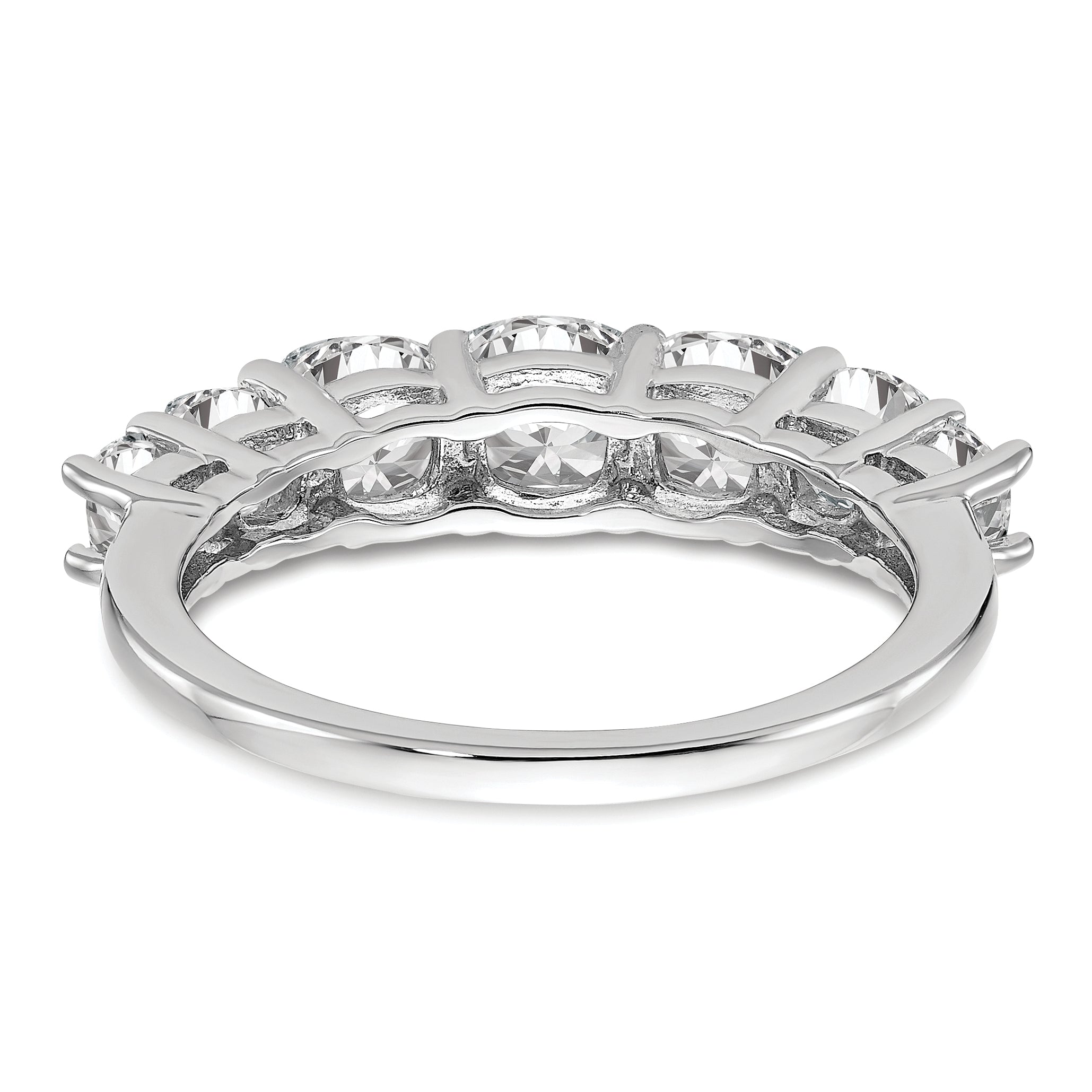 14k White Gold 1 5/8 carat Lab Grown Diamond VS+ F+ Cushion Complete Seven Stone Band