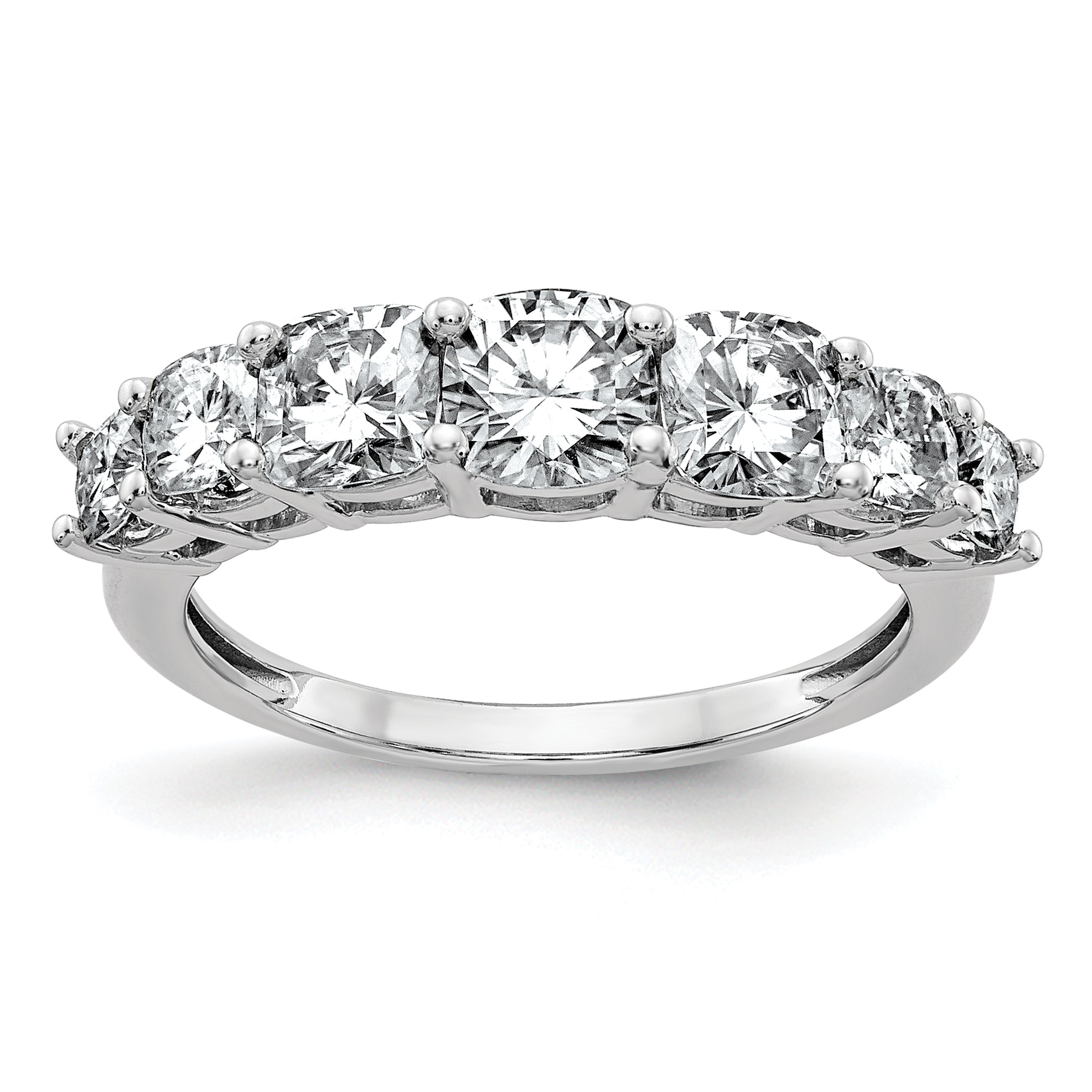 14k White Gold 1 5/8 carat Lab Grown Diamond VS+ F+ Cushion Complete Seven Stone Band Main image