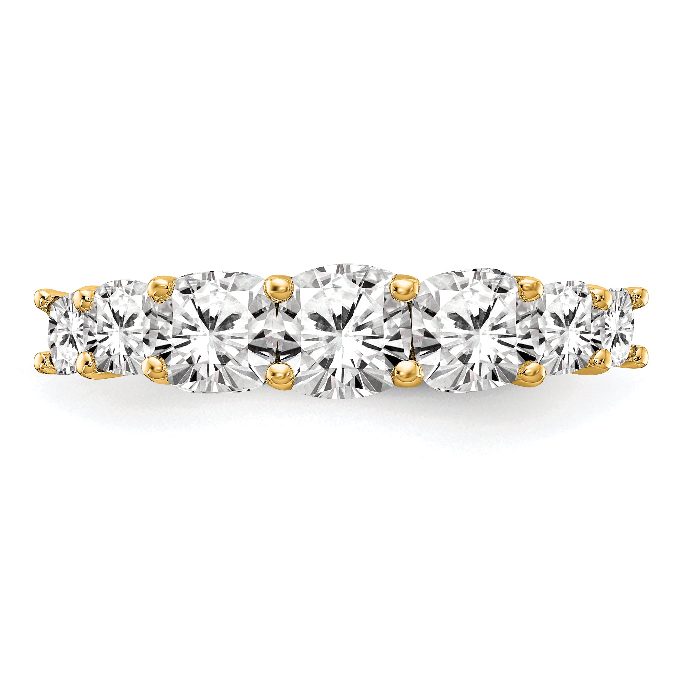 14k 1 5/8 carat Lab Grown Diamond VS+ F+ Cushion Complete Seven Stone Band