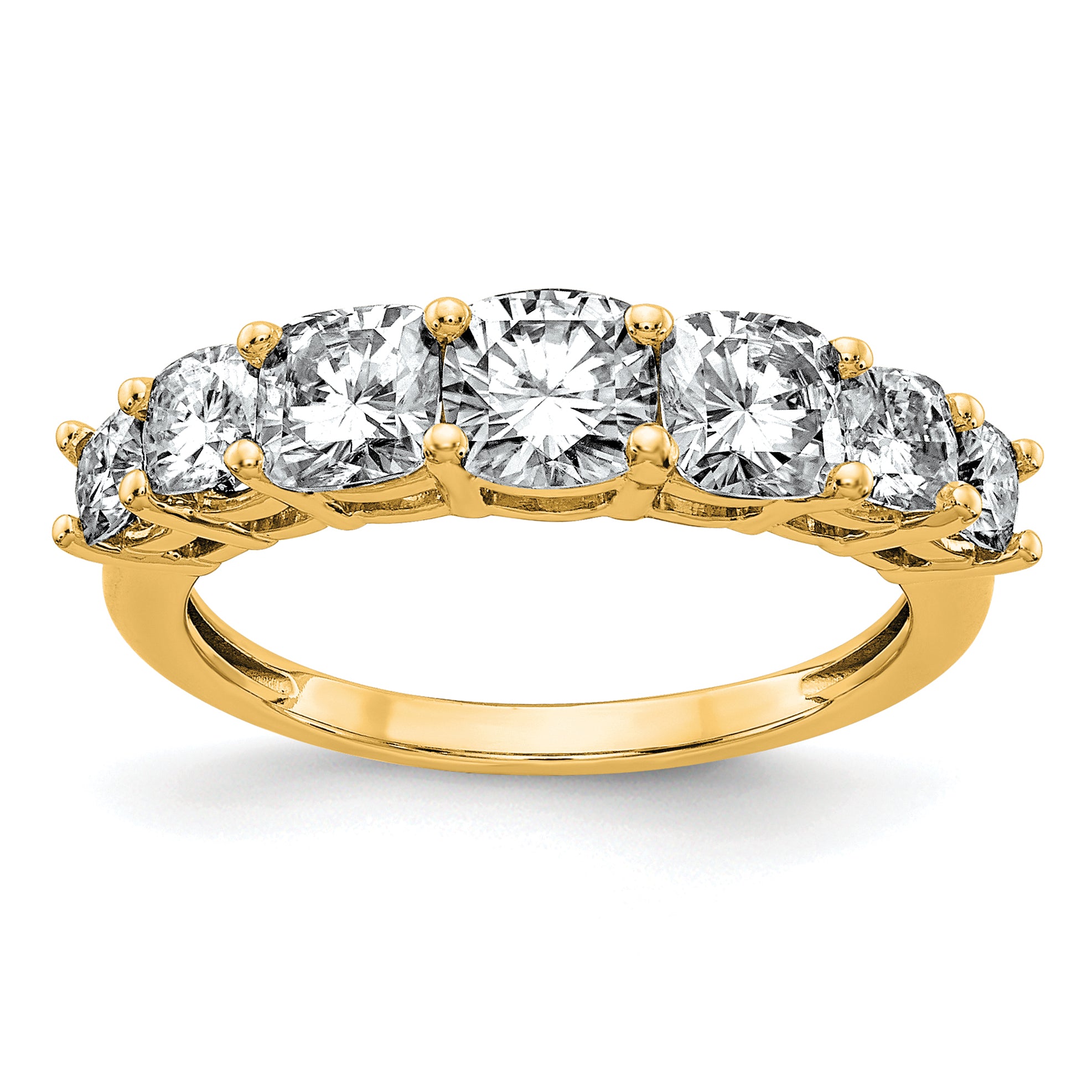 14k 1 5/8 carat Lab Grown Diamond VS+ F+ Cushion Complete Seven Stone Band Main image