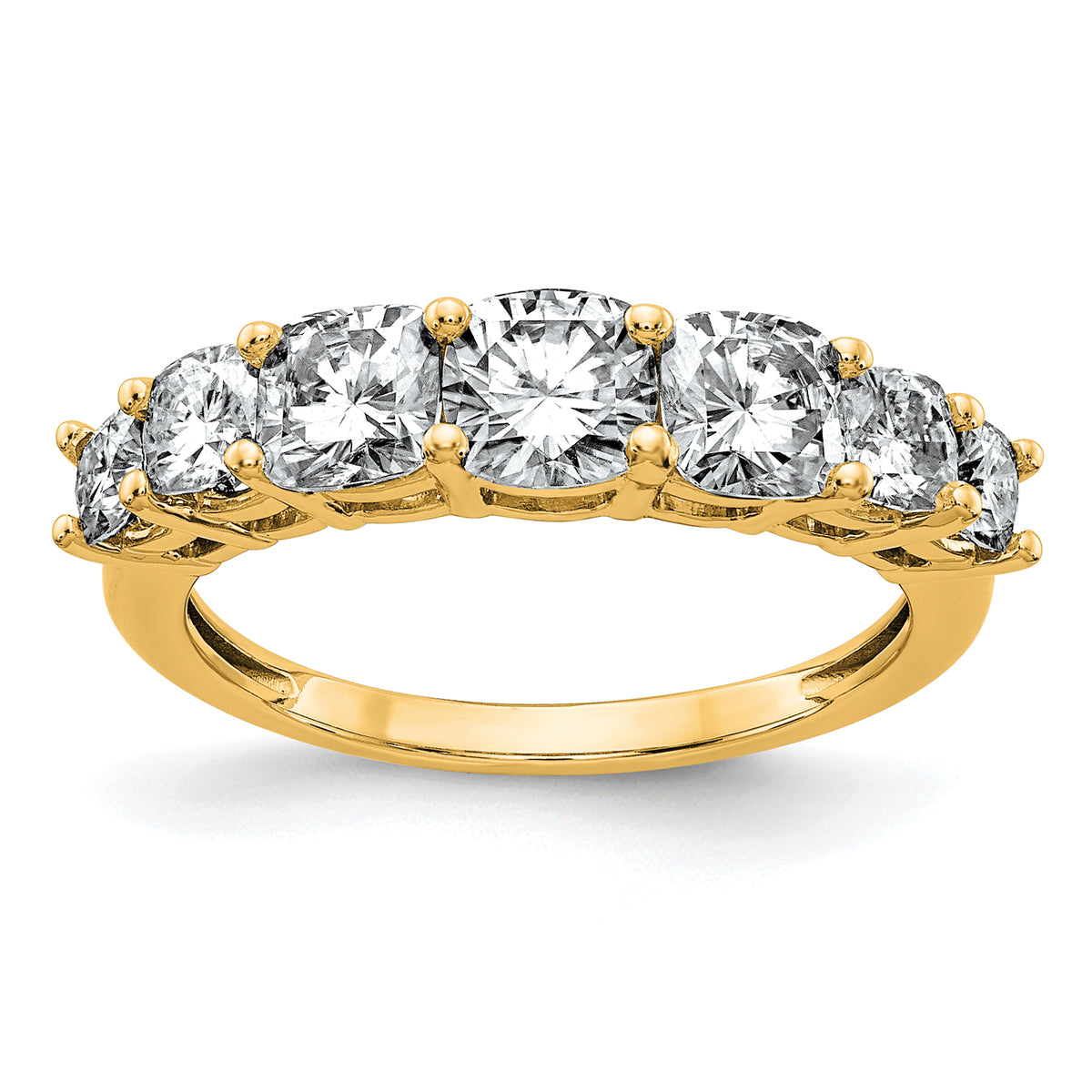 14k 1 5/8 carat Lab Grown Diamond VS+ F+ Cushion Complete Seven Stone Band