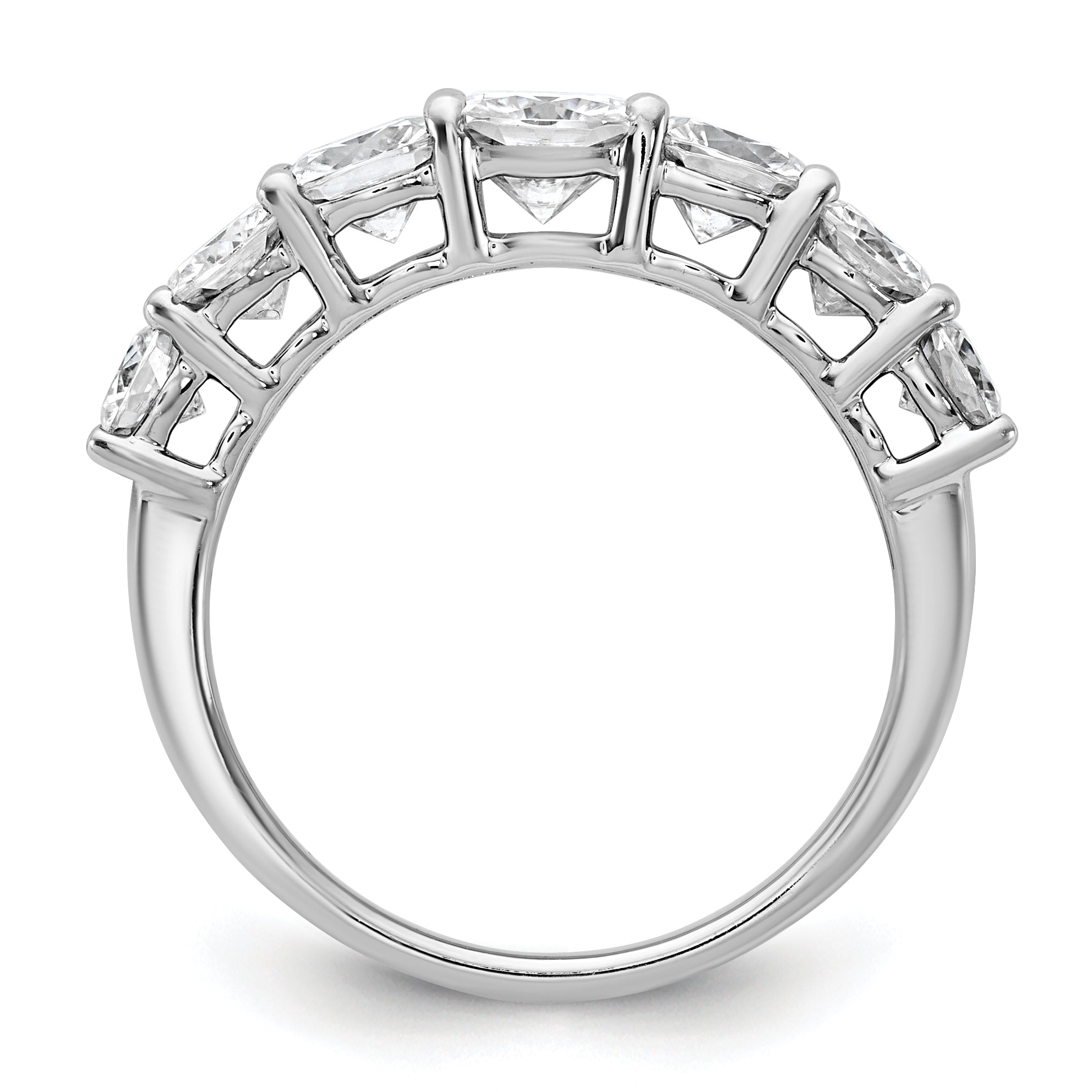 14k White Gold 2 3/8 carat Lab Grown Diamond VS+ F+ Cushion Complete Seven Stone Band