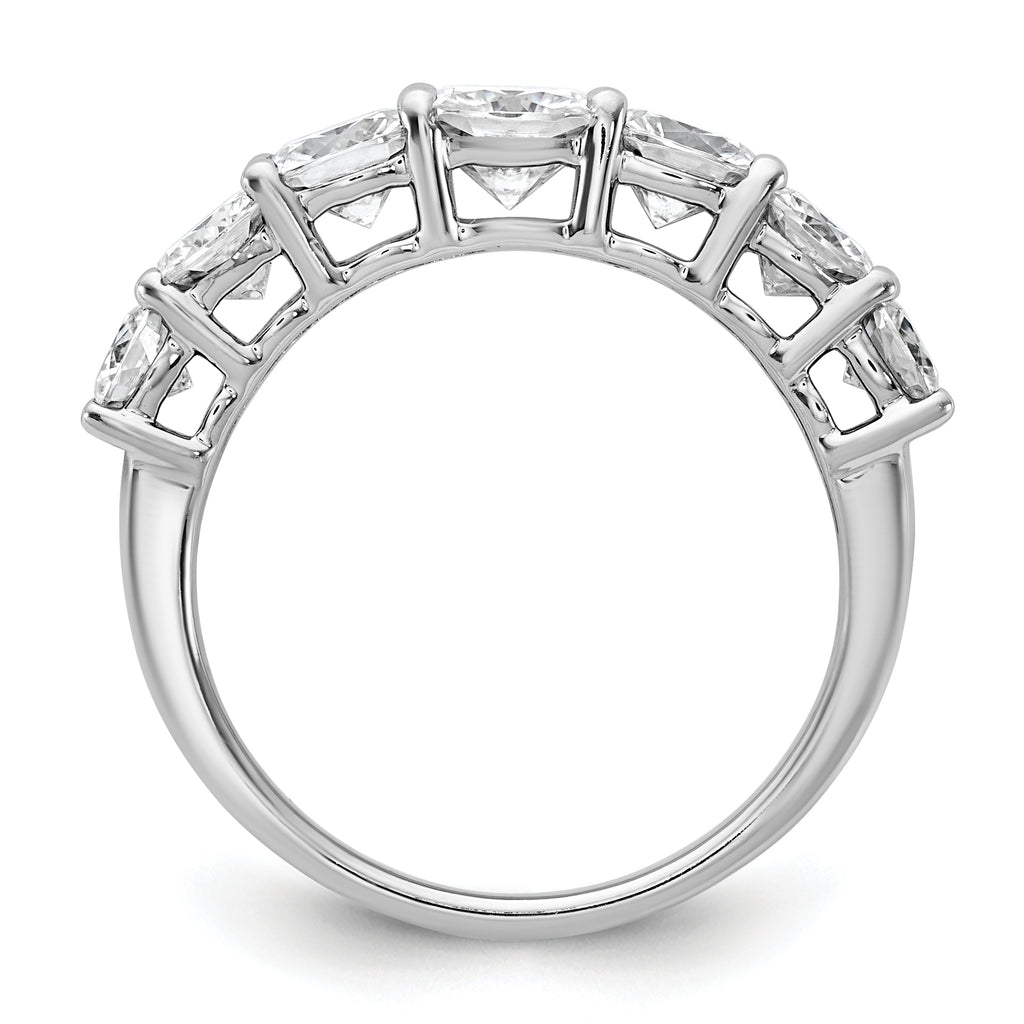 14k White Gold 2 3/8 carat Lab Grown Diamond VS+ F+ Cushion Complete Seven Stone Band