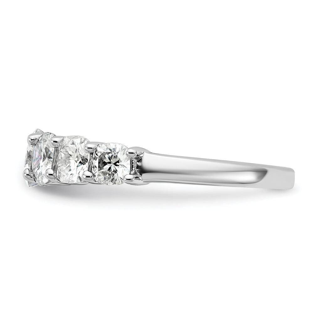 14k White Gold 2 3/8 carat Lab Grown Diamond VS+ F+ Cushion Complete Seven Stone Band