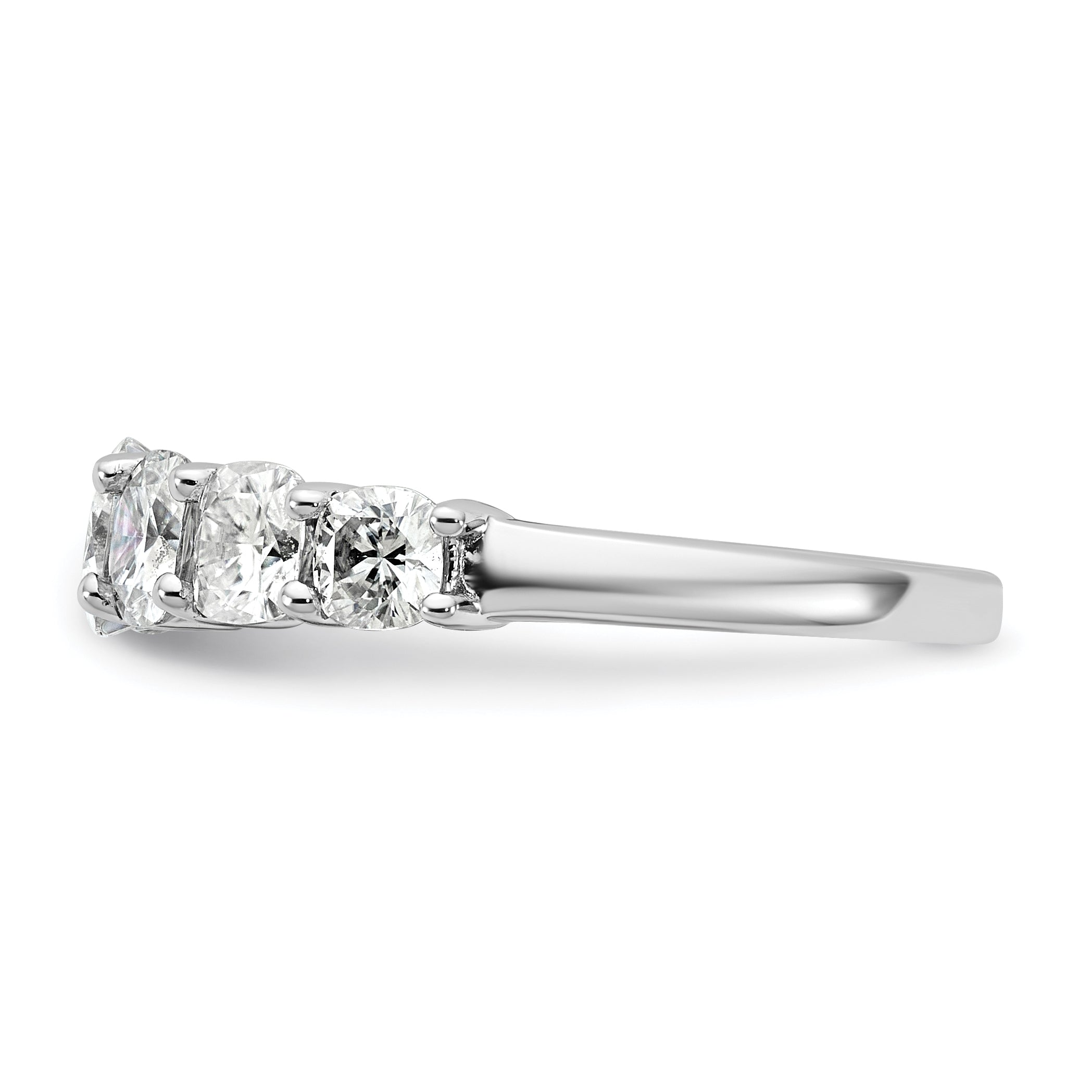 14k White Gold 2 3/8 carat Lab Grown Diamond VS+ F+ Cushion Complete Seven Stone Band