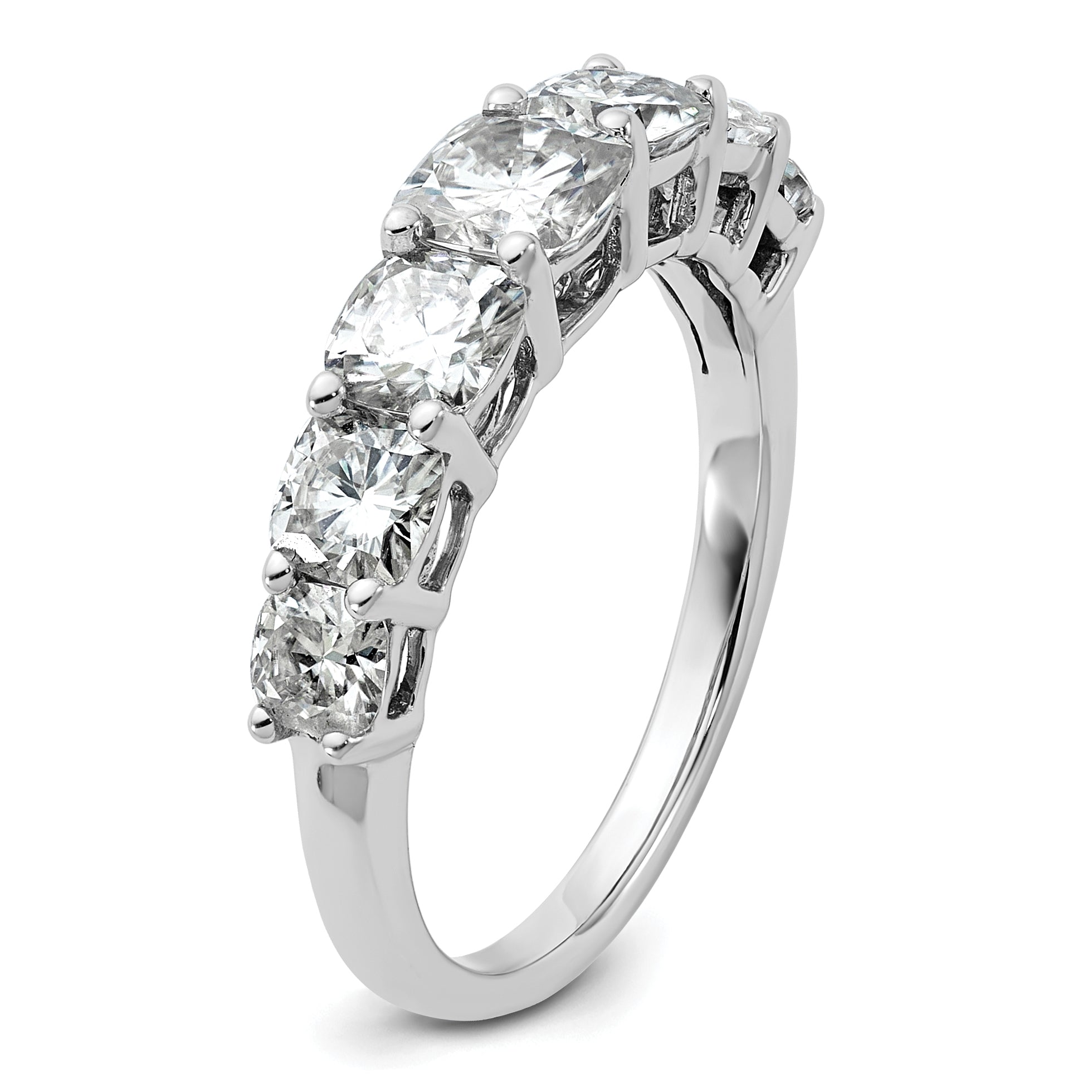 14k White Gold 2 3/8 carat Lab Grown Diamond VS+ F+ Cushion Complete Seven Stone Band