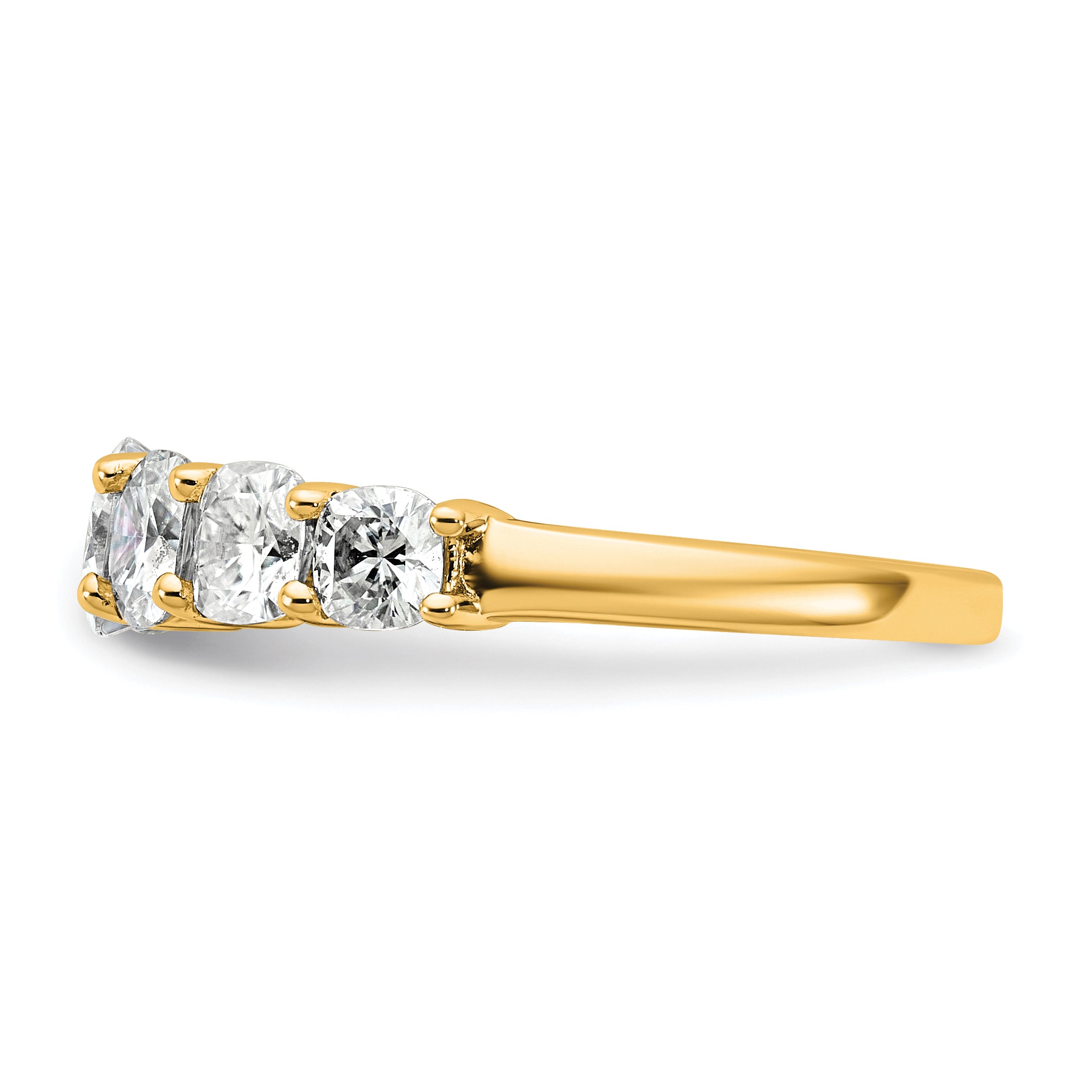14k 2 3/8 carat Lab Grown Diamond VS+ F+ Cushion Complete Seven Stone Band