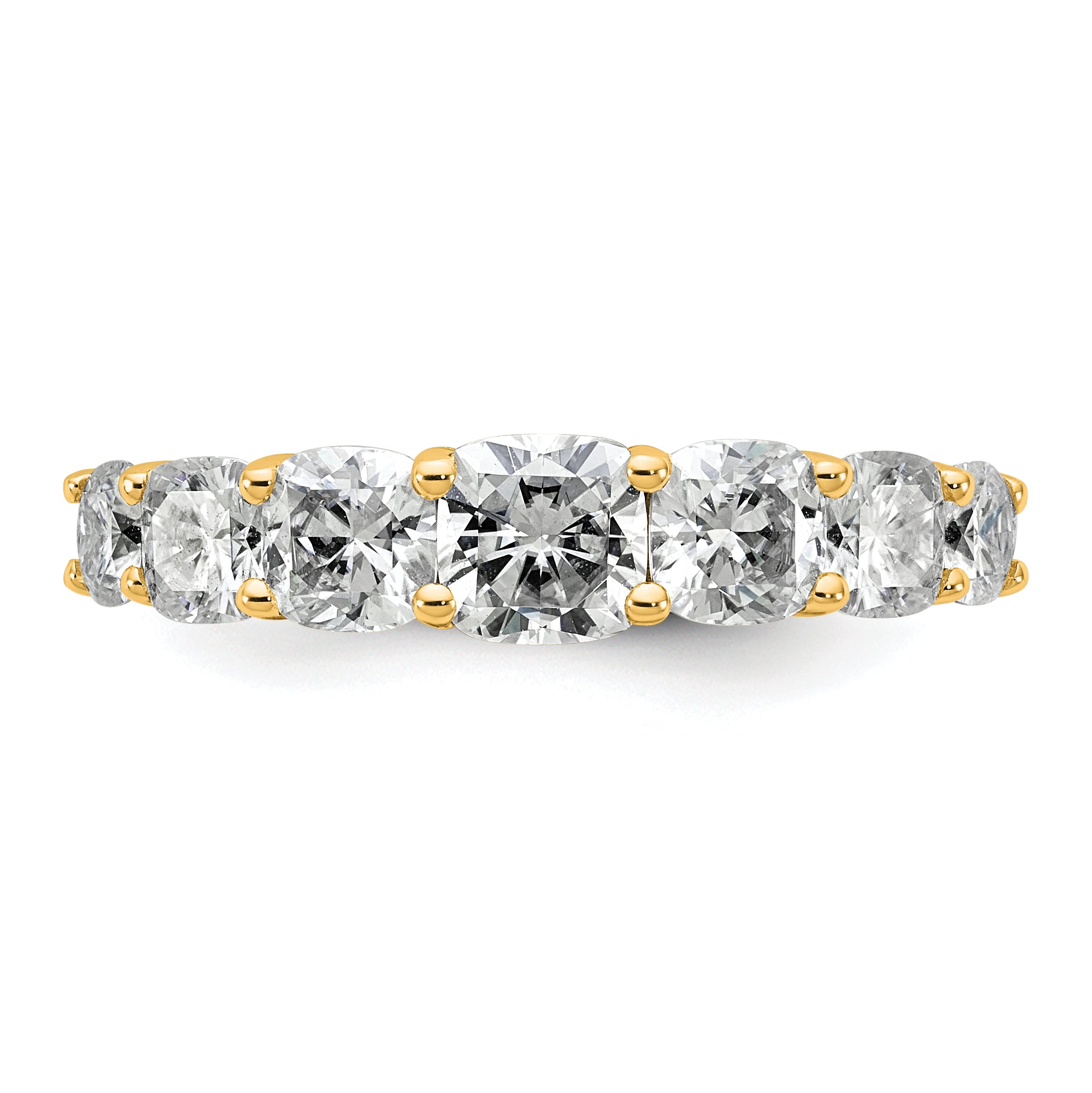 14k 2 3/8 carat Lab Grown Diamond VS+ F+ Cushion Complete Seven Stone Band
