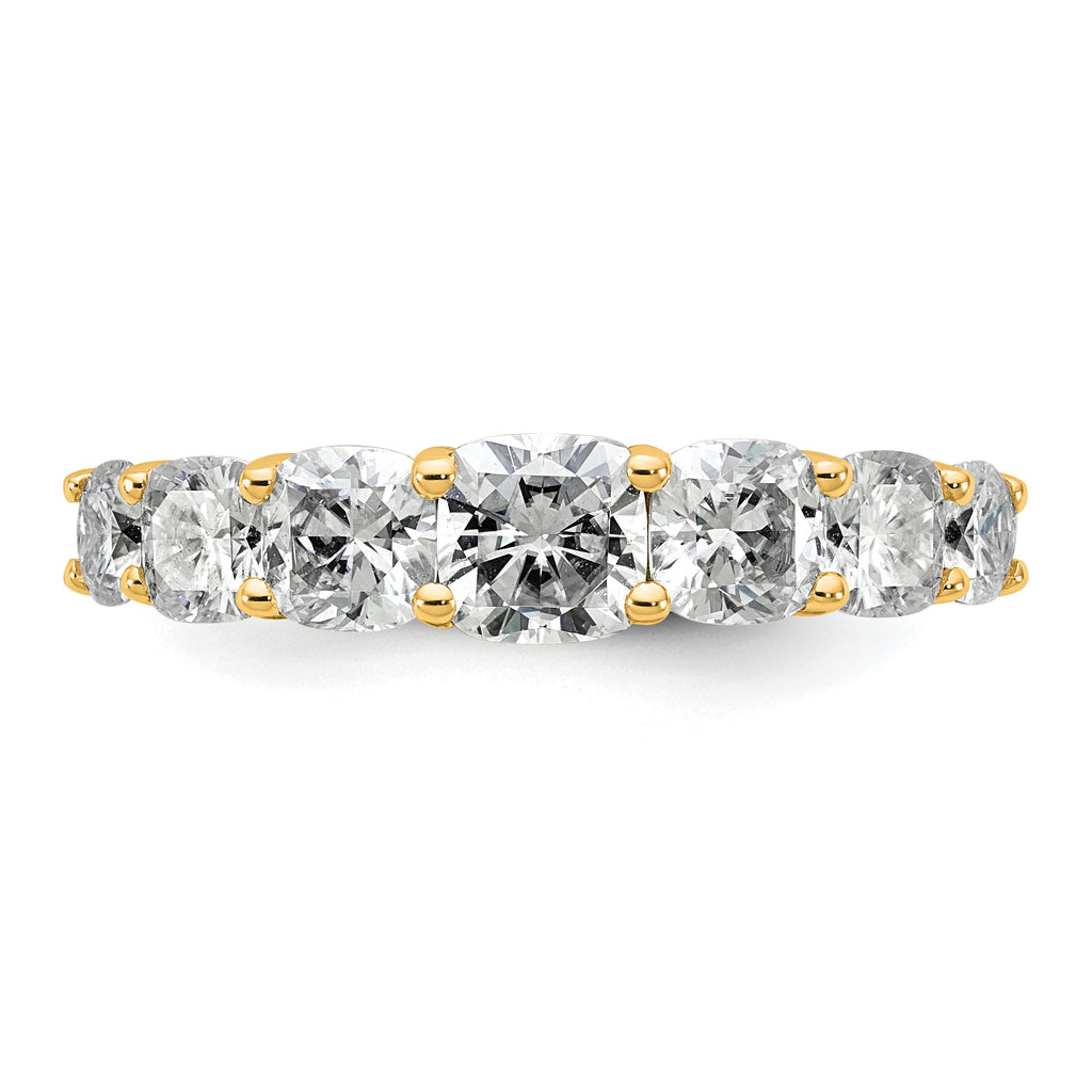 14k 2 3/8 carat Lab Grown Diamond VS+ F+ Cushion Complete Seven Stone Band