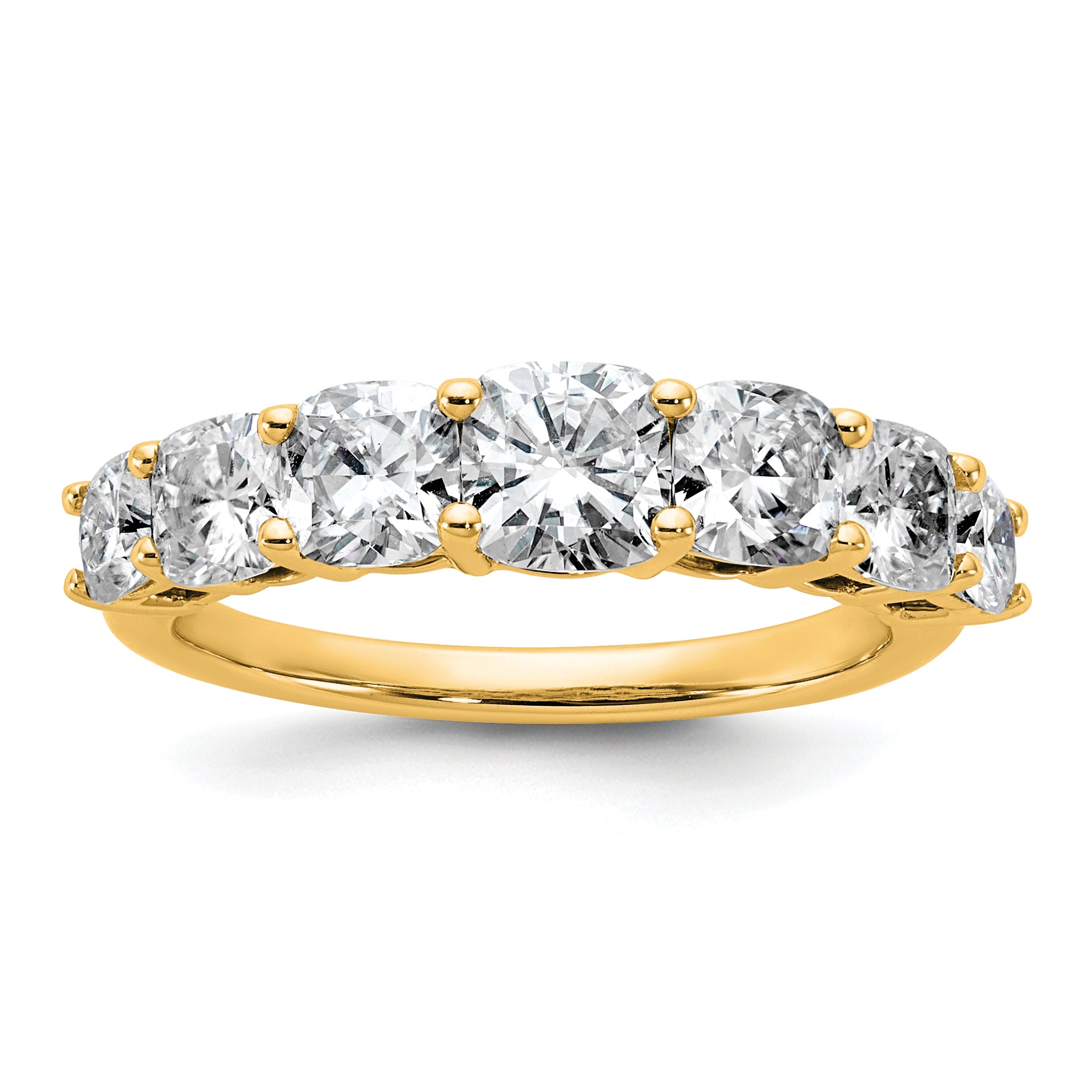 14k 2 3/8 carat Lab Grown Diamond VS+ F+ Cushion Complete Seven Stone Band