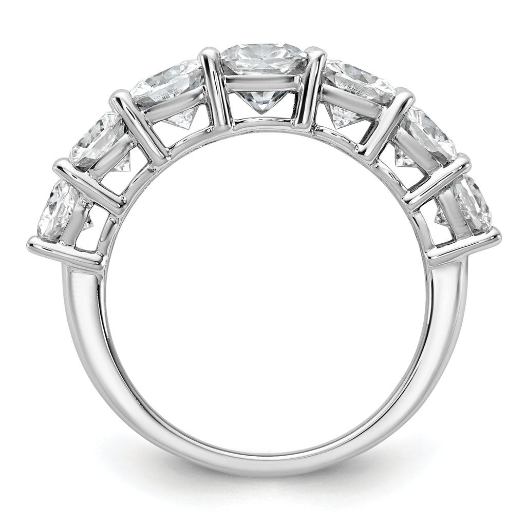 14k White Gold 3 1/3 carat Lab Grown Diamond VS+ F+ Cushion Complete Seven Stone Band