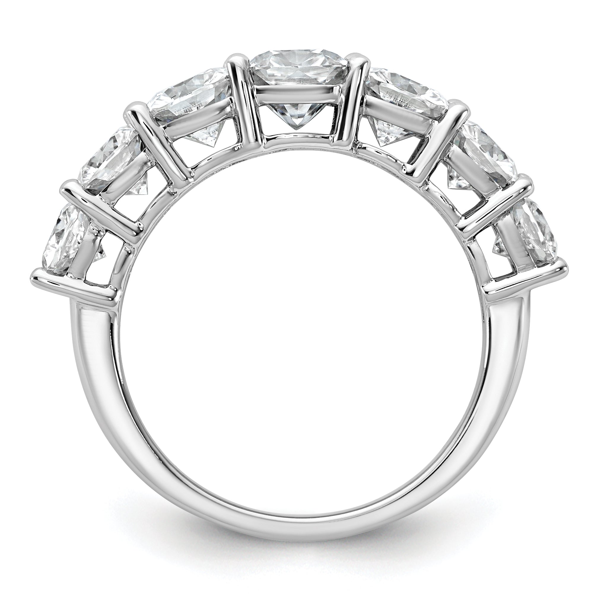 14k White Gold 3 1/3 carat Lab Grown Diamond VS+ F+ Cushion Complete Seven Stone Band