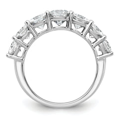 14k White Gold 3 1/3 carat Lab Grown Diamond VS+ F+ Cushion Complete Seven Stone Band