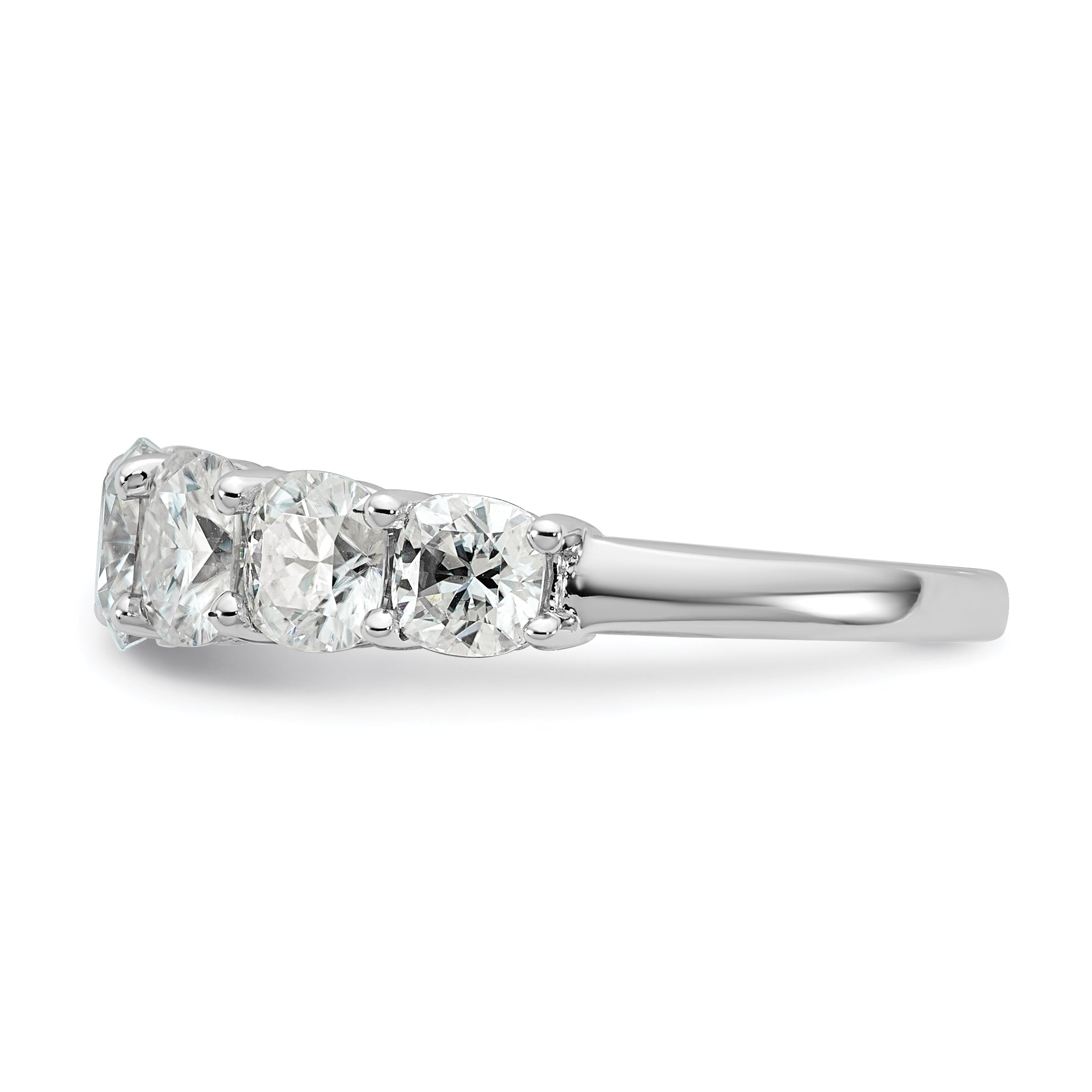 14k White Gold 3 1/3 carat Lab Grown Diamond VS+ F+ Cushion Complete Seven Stone Band