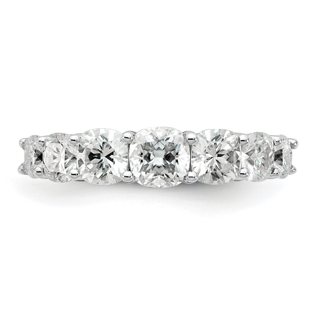 14k White Gold 3 1/3 carat Lab Grown Diamond VS+ F+ Cushion Complete Seven Stone Band