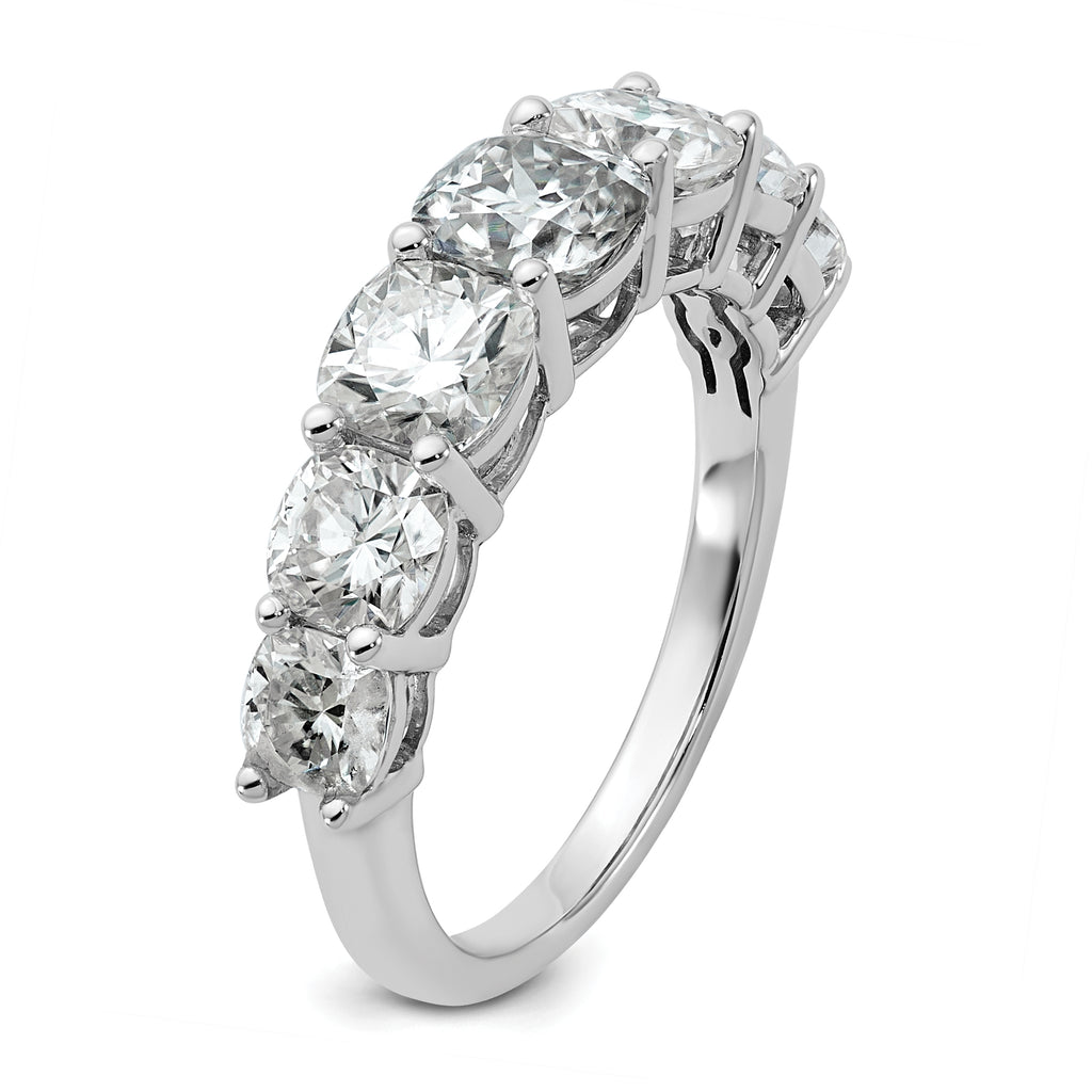 14k White Gold 3 1/3 carat Lab Grown Diamond VS+ F+ Cushion Complete Seven Stone Band