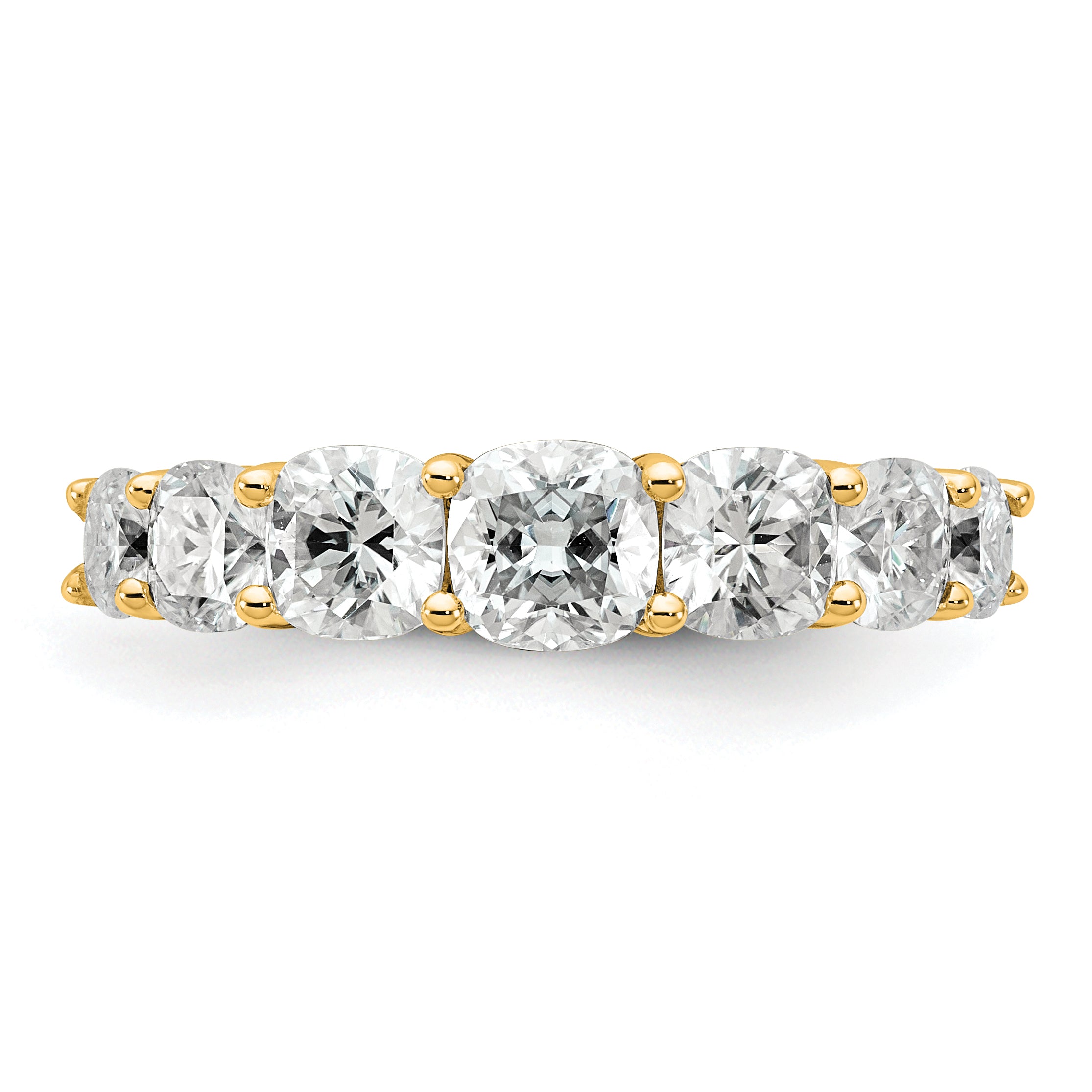 14k 3 1/3 carat Lab Grown Diamond VS+ F+ Cushion Complete Seven Stone Band