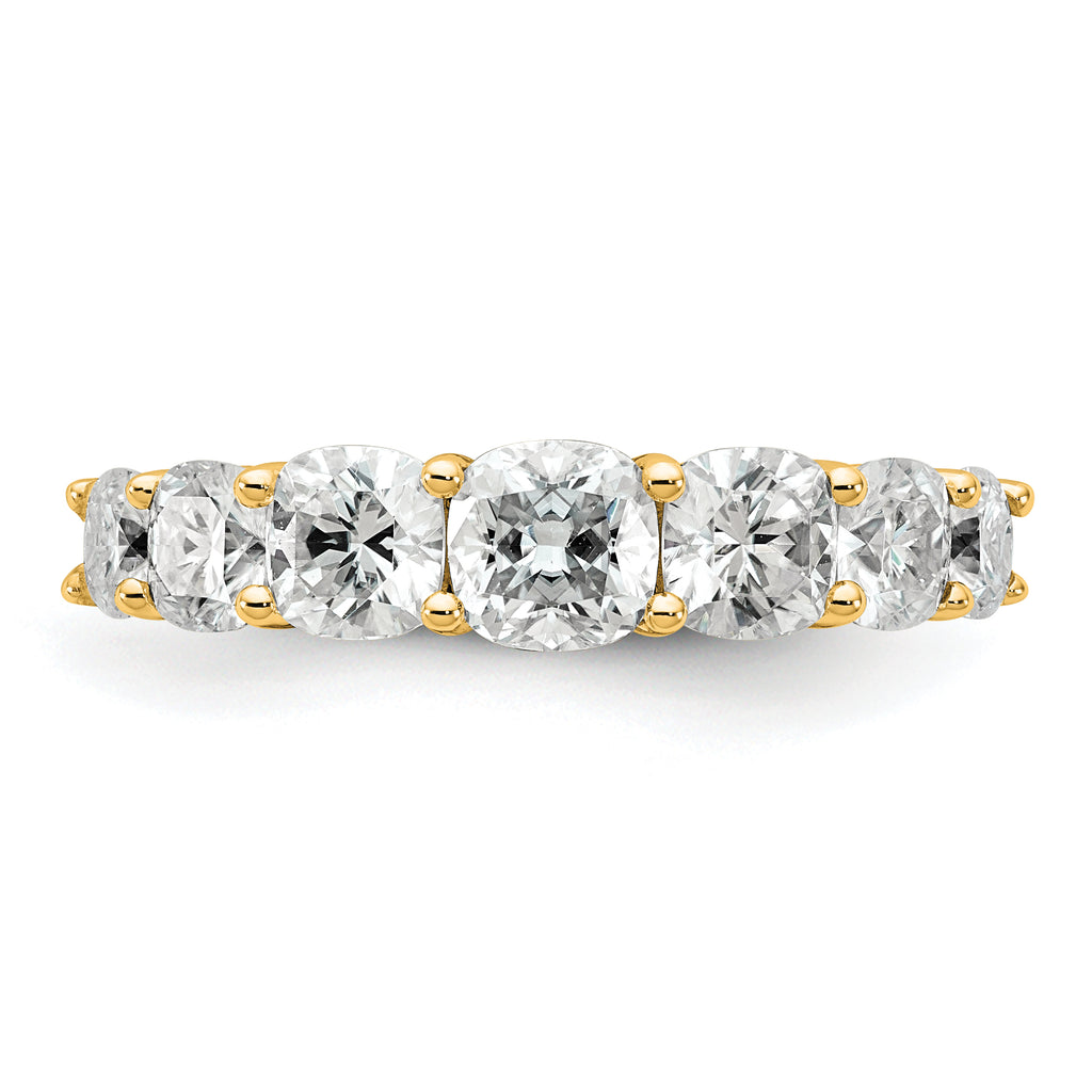 14k 3 1/3 carat Lab Grown Diamond VS+ F+ Cushion Complete Seven Stone Band