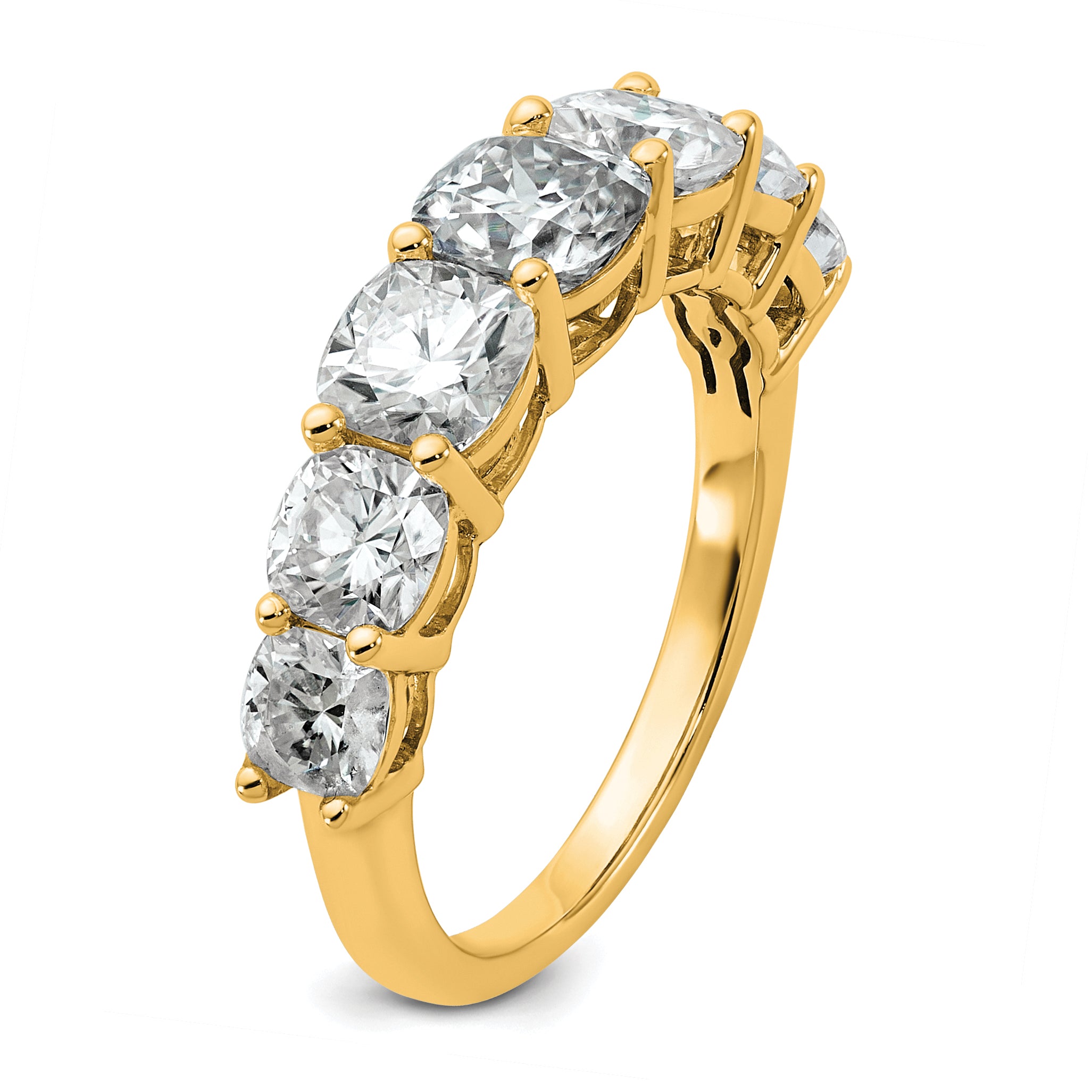 14k 3 1/3 carat Lab Grown Diamond VS+ F+ Cushion Complete Seven Stone Band