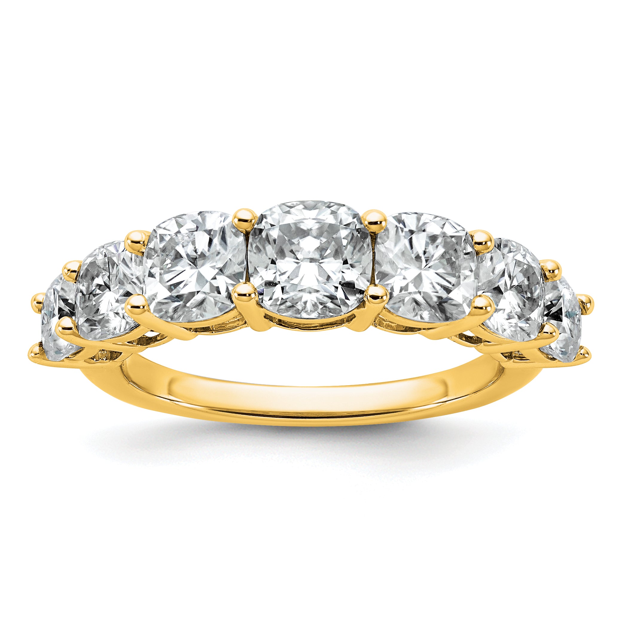 14k 3 1/3 carat Lab Grown Diamond VS+ F+ Cushion Complete Seven Stone Band Main image