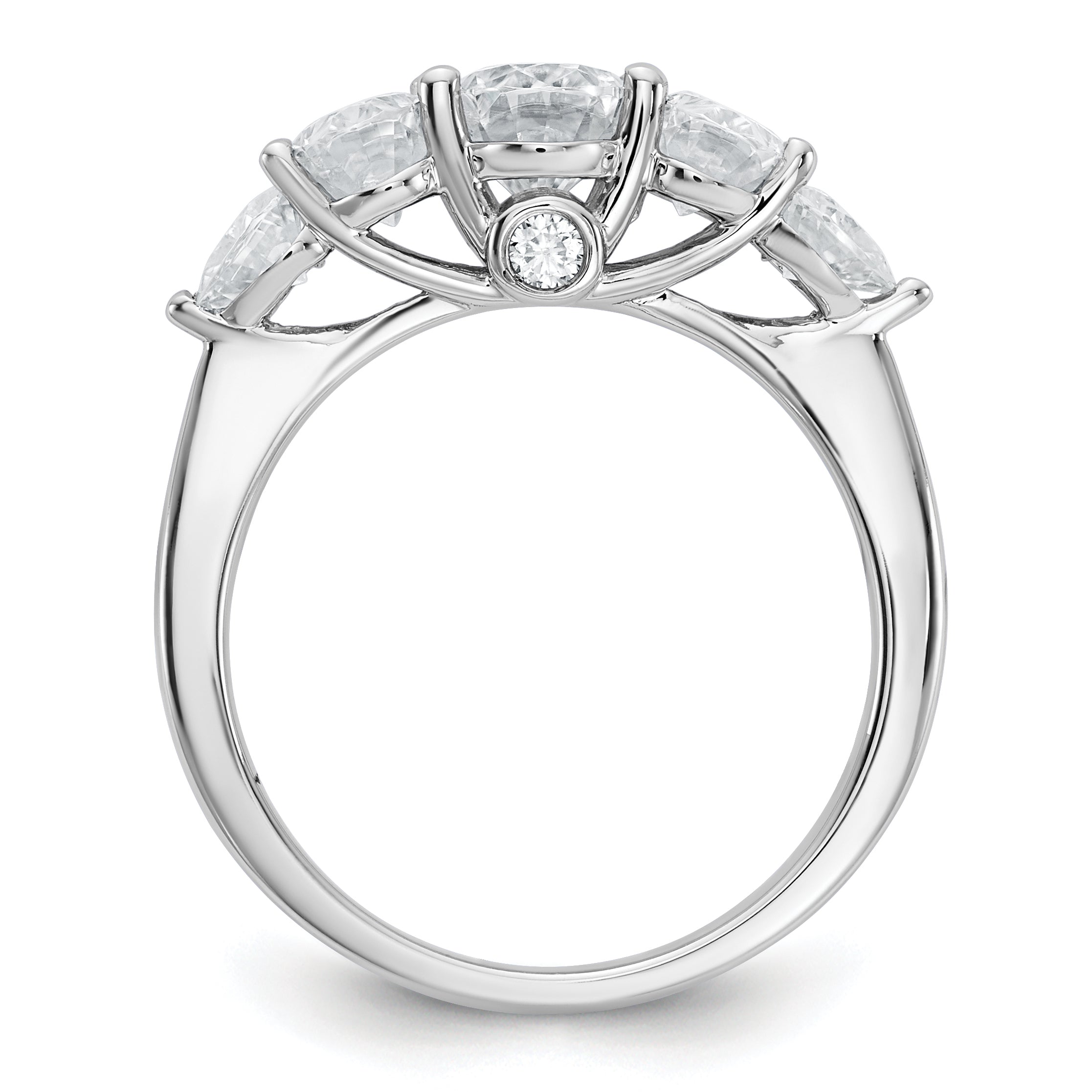 14k White Gold 2 1/6 carat Lab Grown Diamond VS+ F+ Complete Five Stone Band