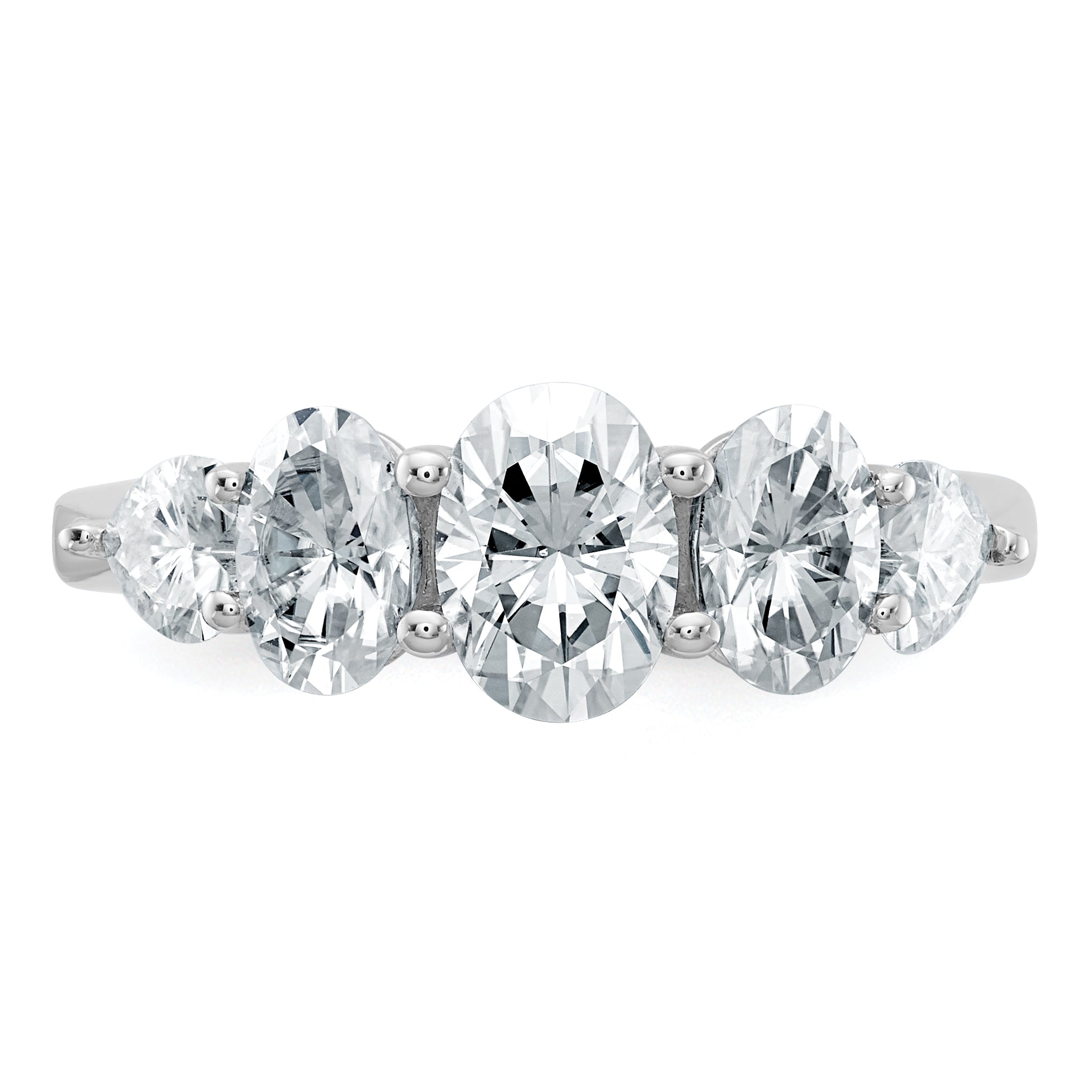 14k White Gold 2 1/6 carat Lab Grown Diamond VS+ F+ Complete Five Stone Band