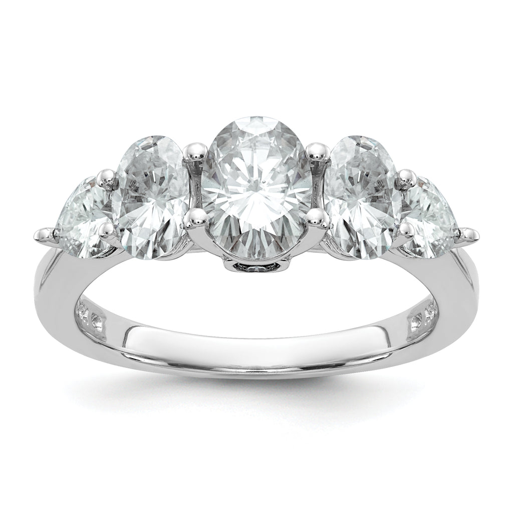 14k White Gold 2 1/6 carat Lab Grown Diamond VS+ F+ Complete Five Stone Band