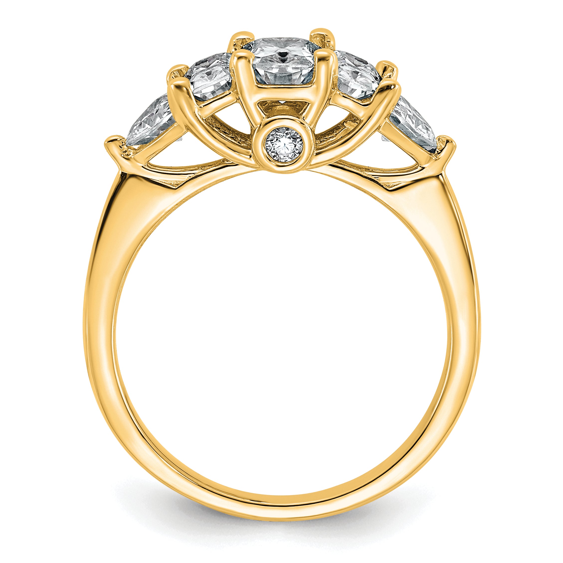 14k 1 3/4 carat Lab Grown Diamond VS+ F+ Radiant and Trillion Five Stone Complete Band Secondary image