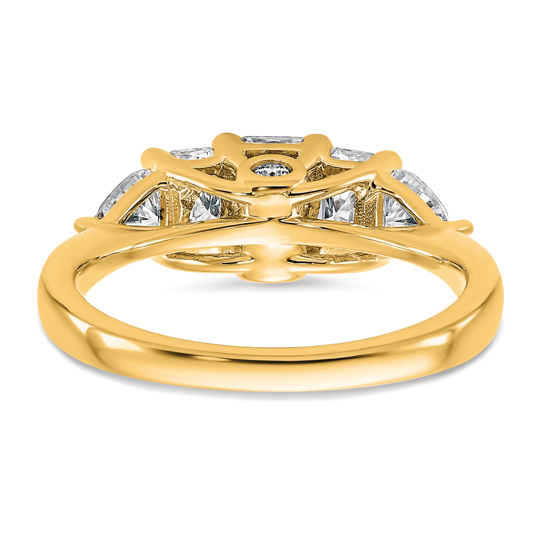14k 1 3/4 carat Lab Grown Diamond VS+ F+ Radiant and Trillion Five Stone Complete Band