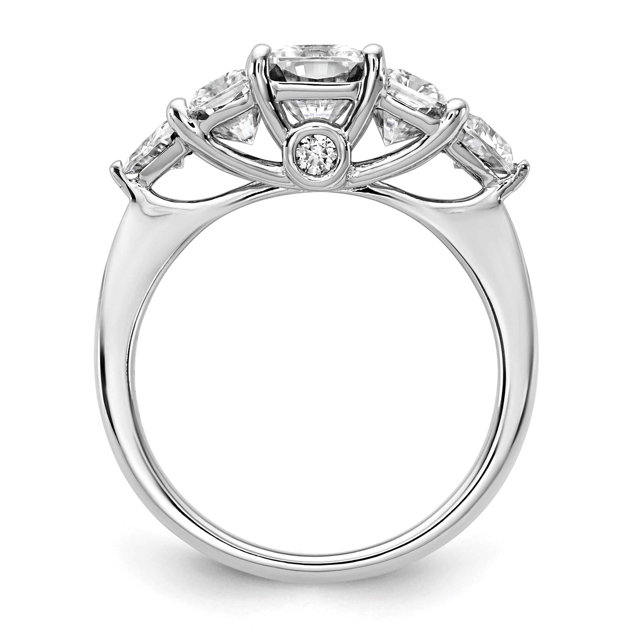 14k White Gold 2 3/4 carat Lab Grown Diamond VS+ F+ Radiant and Trillion Five Stone Complete Band Secondary image