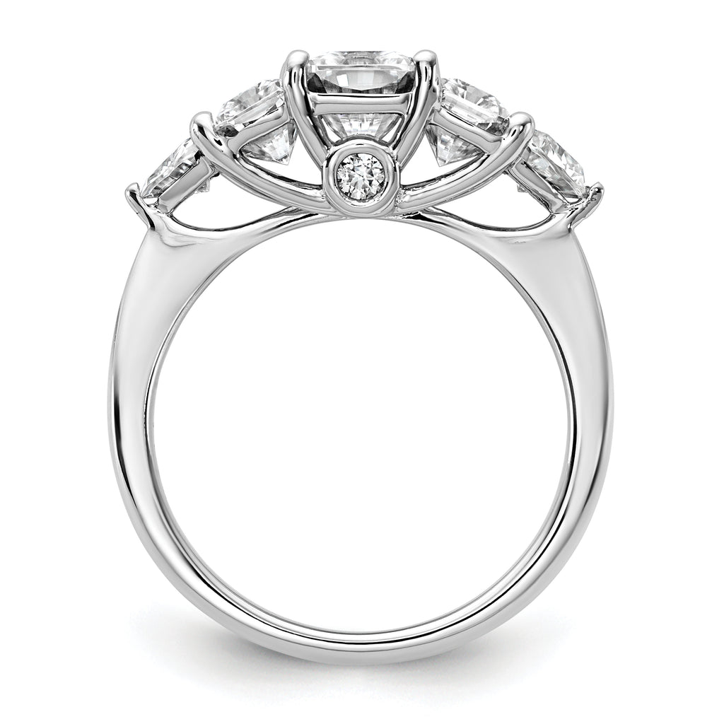 14k White Gold 2 3/4 carat Lab Grown Diamond VS+ F+ Radiant and Trillion Five Stone Complete Band