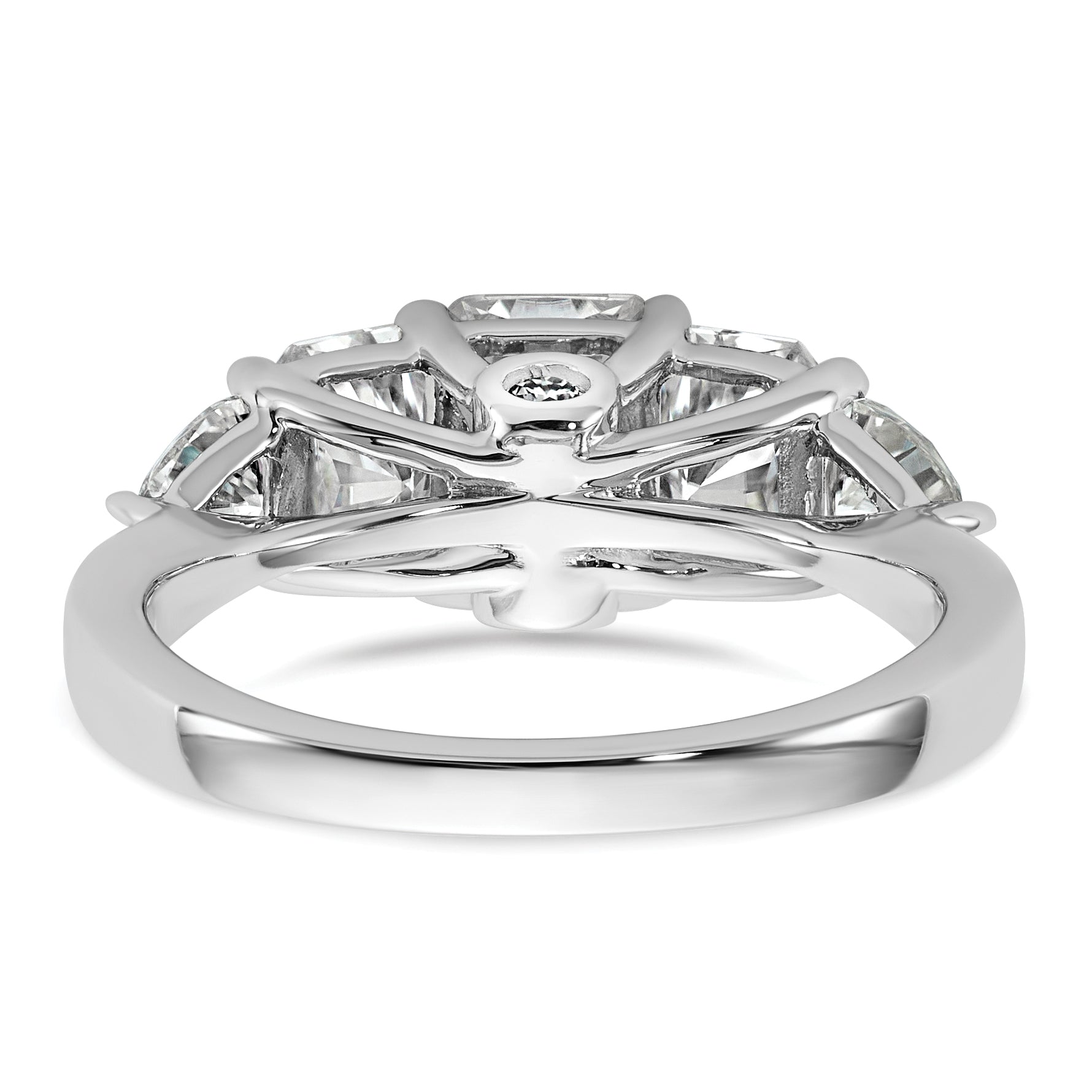 14k White Gold 2 3/4 carat Lab Grown Diamond VS+ F+ Radiant and Trillion Five Stone Complete Band