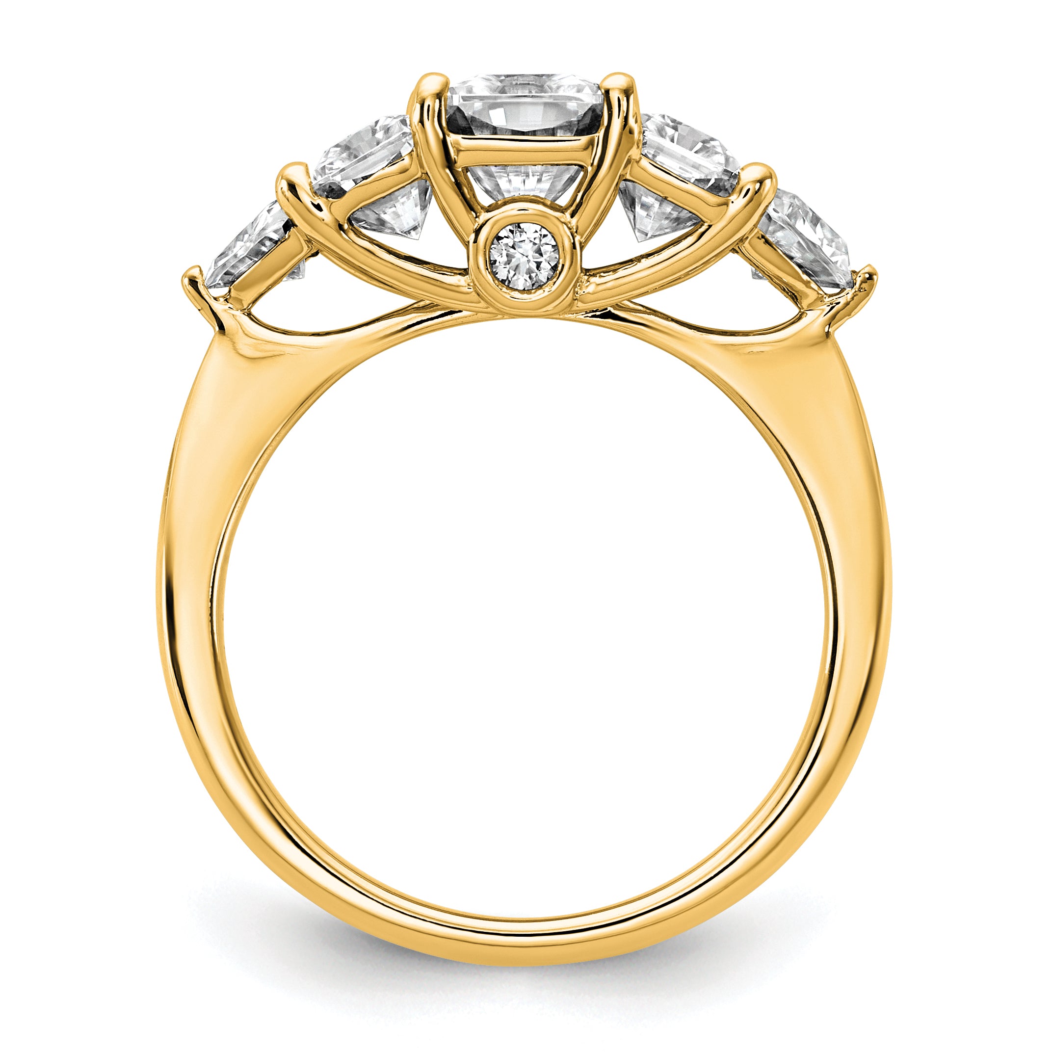 14k 2 3/4 carat Lab Grown Diamond VS+ F+ Radiant and Trillion Five Stone Complete Band