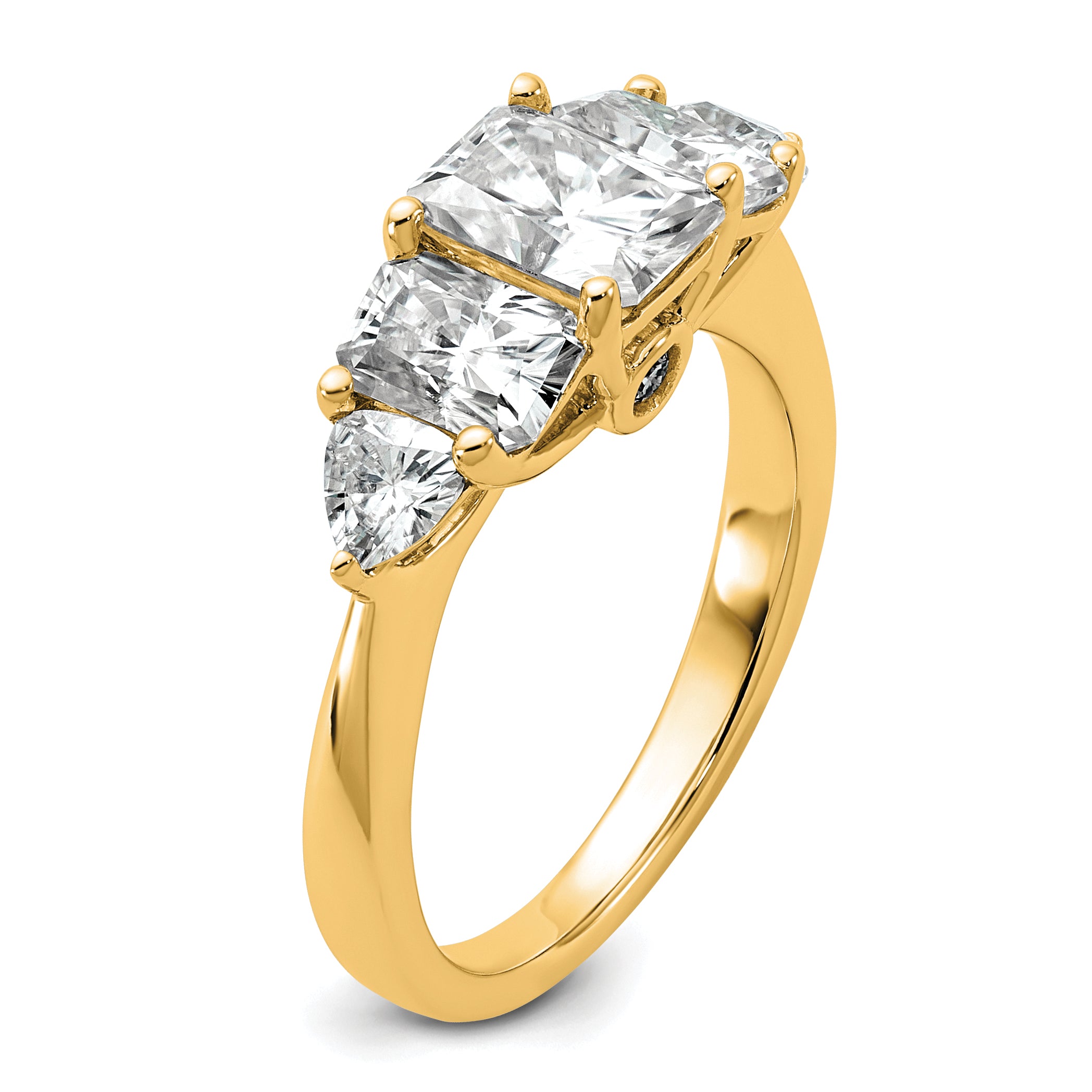 14k 2 3/4 carat Lab Grown Diamond VS+ F+ Radiant and Trillion Five Stone Complete Band