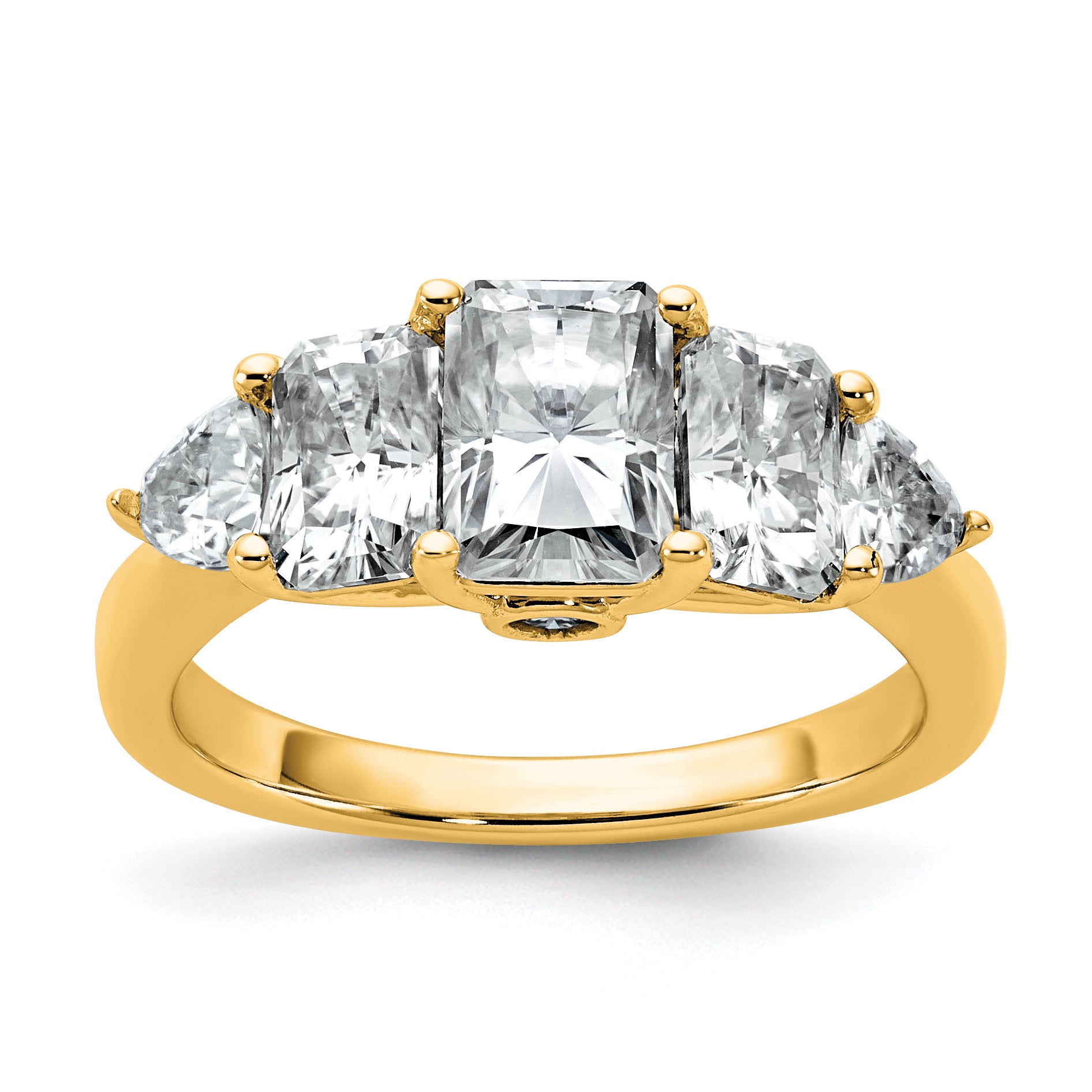 14k 2 3/4 carat Lab Grown Diamond VS+ F+ Radiant and Trillion Five Stone Complete Band Main image