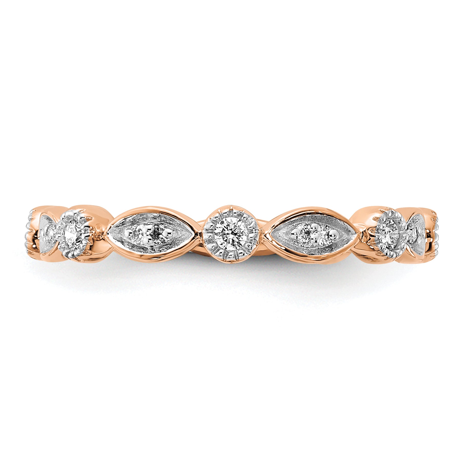 14k Rose Gold Diamond Fancy Band