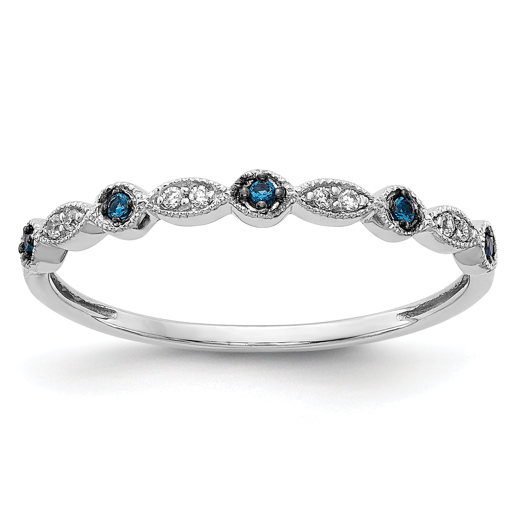 10k White Gold Blue/White Diamond Fancy Band Main image