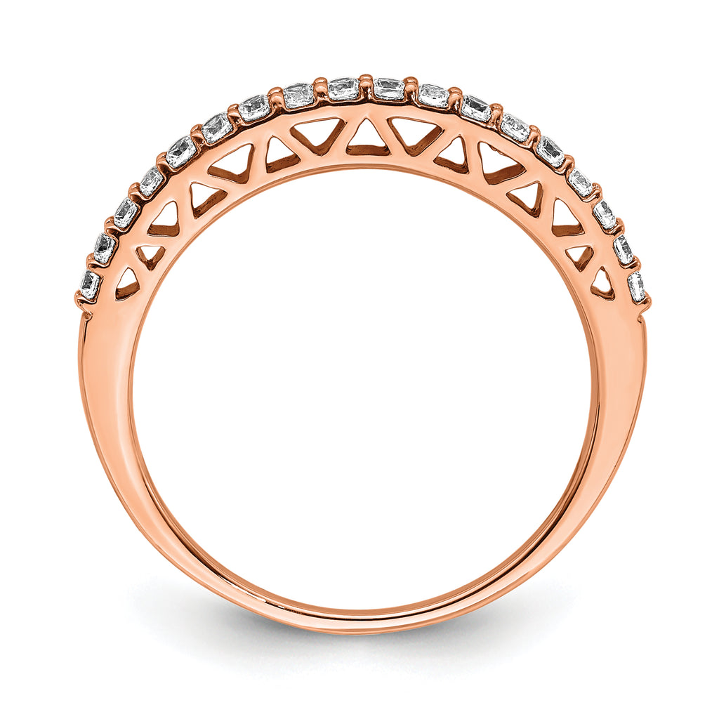 14k Rose Gold Polished Diamond Band