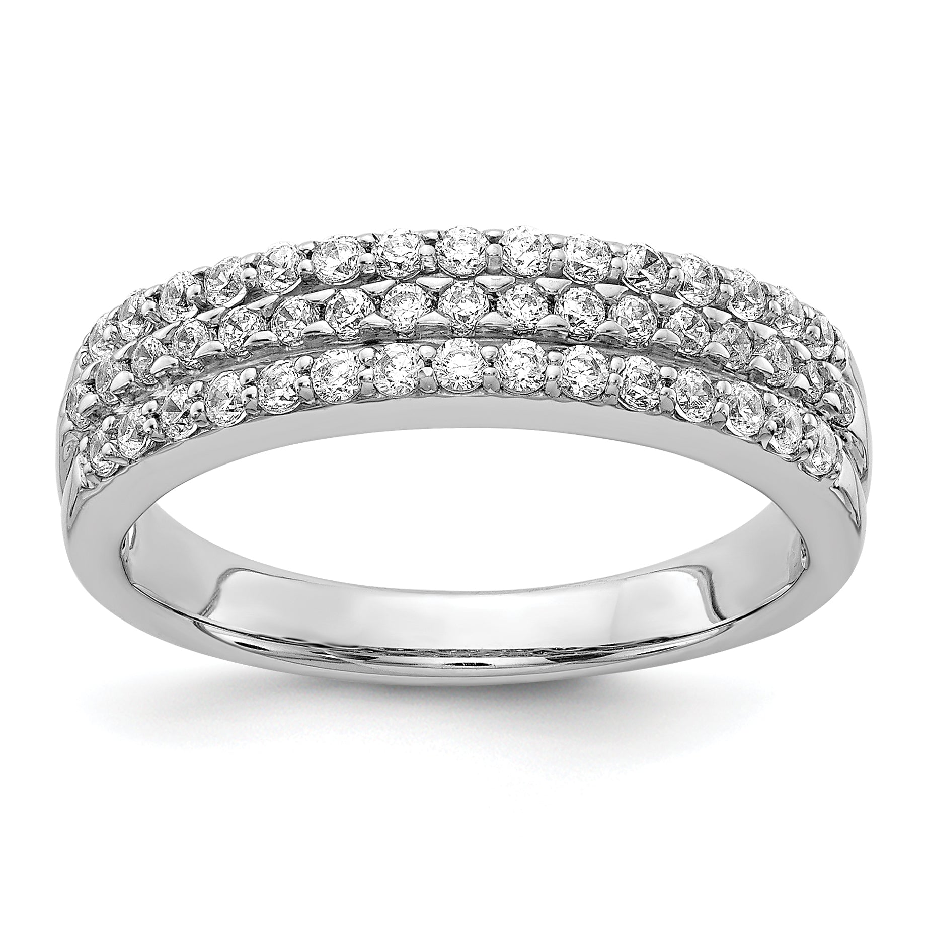 14k White Gold 1/2 carat Lab Grown Diamond VS/SI+ G+ Complete Triple Row Fashion Band