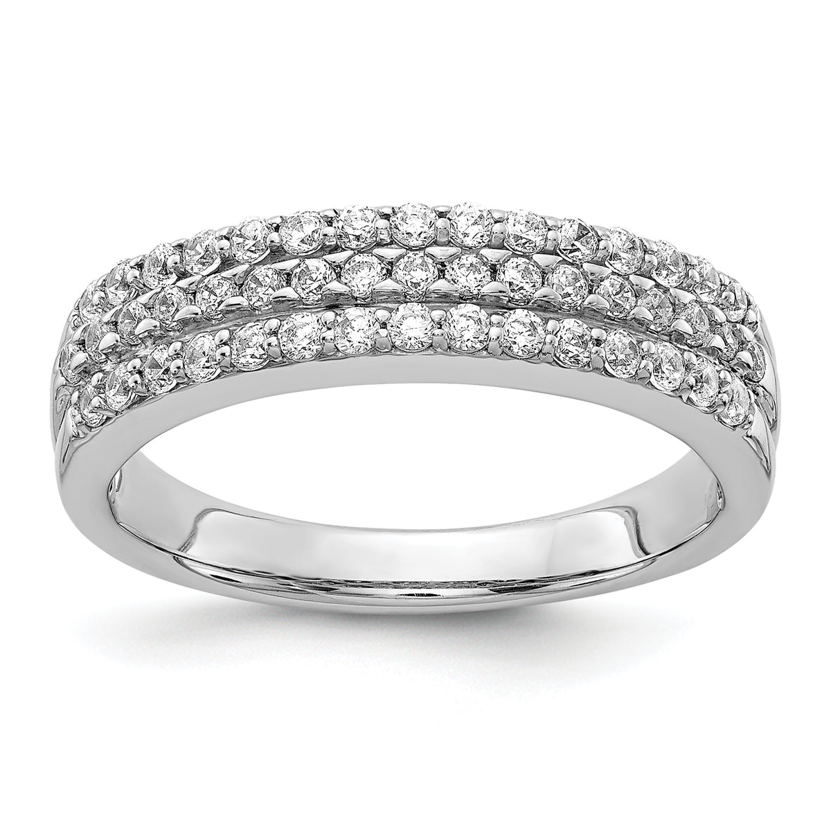 14k White Gold 1/2 carat Lab Grown Diamond VS/SI+ G+ Complete Triple Row Fashion Band