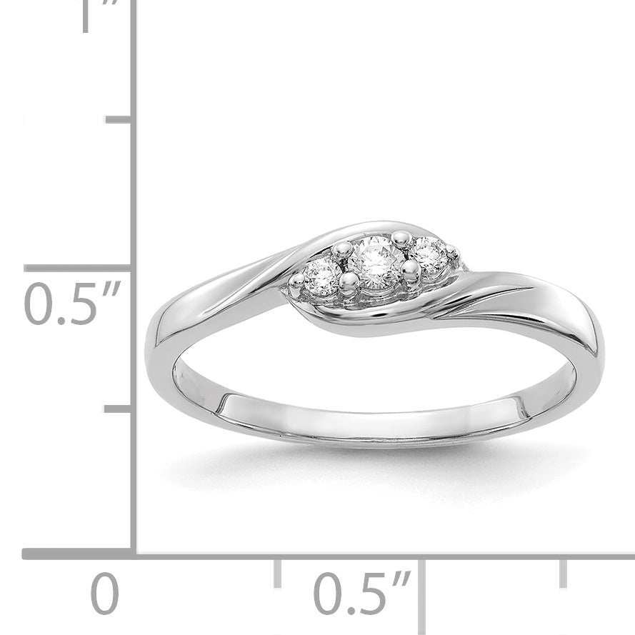 14k White Gold 3-stone Diamond Ring