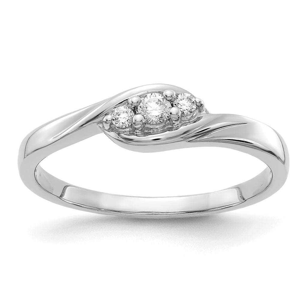 14k White Gold 3-stone Diamond Ring