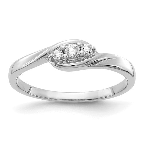 Three Stone Lab-Grown Diamond Ring in 14K White Gold (1/10 ct. tw.), Size 7 - Sophia Jewelers Main image