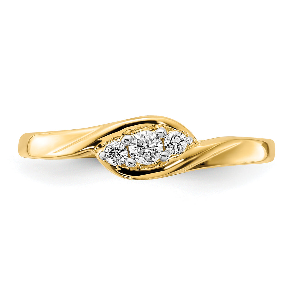 14k Yellow Gold 3-stone Diamond Ring
