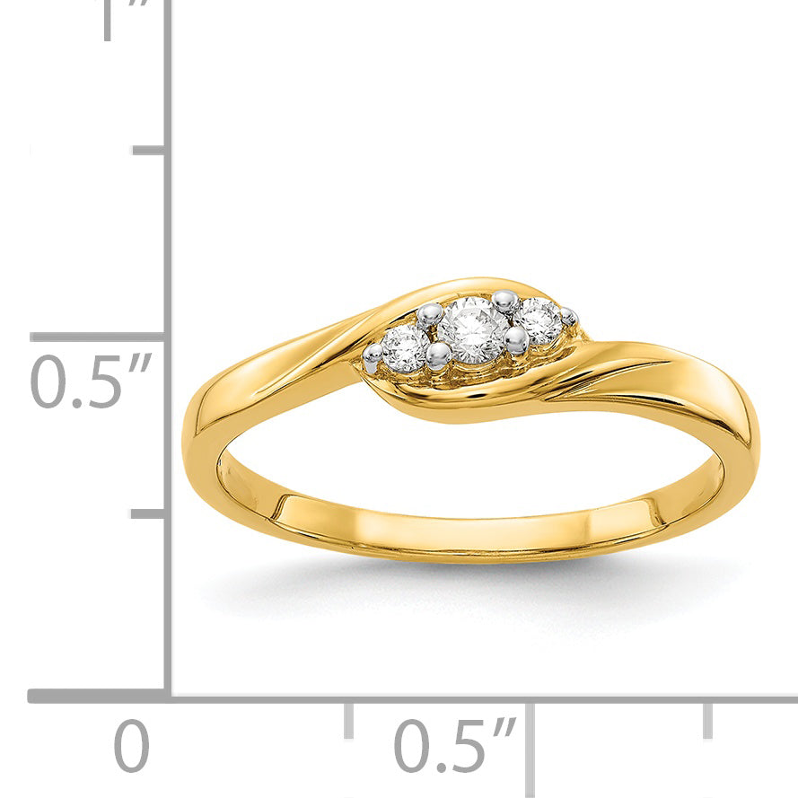 14k Yellow Gold 3-stone Diamond Ring