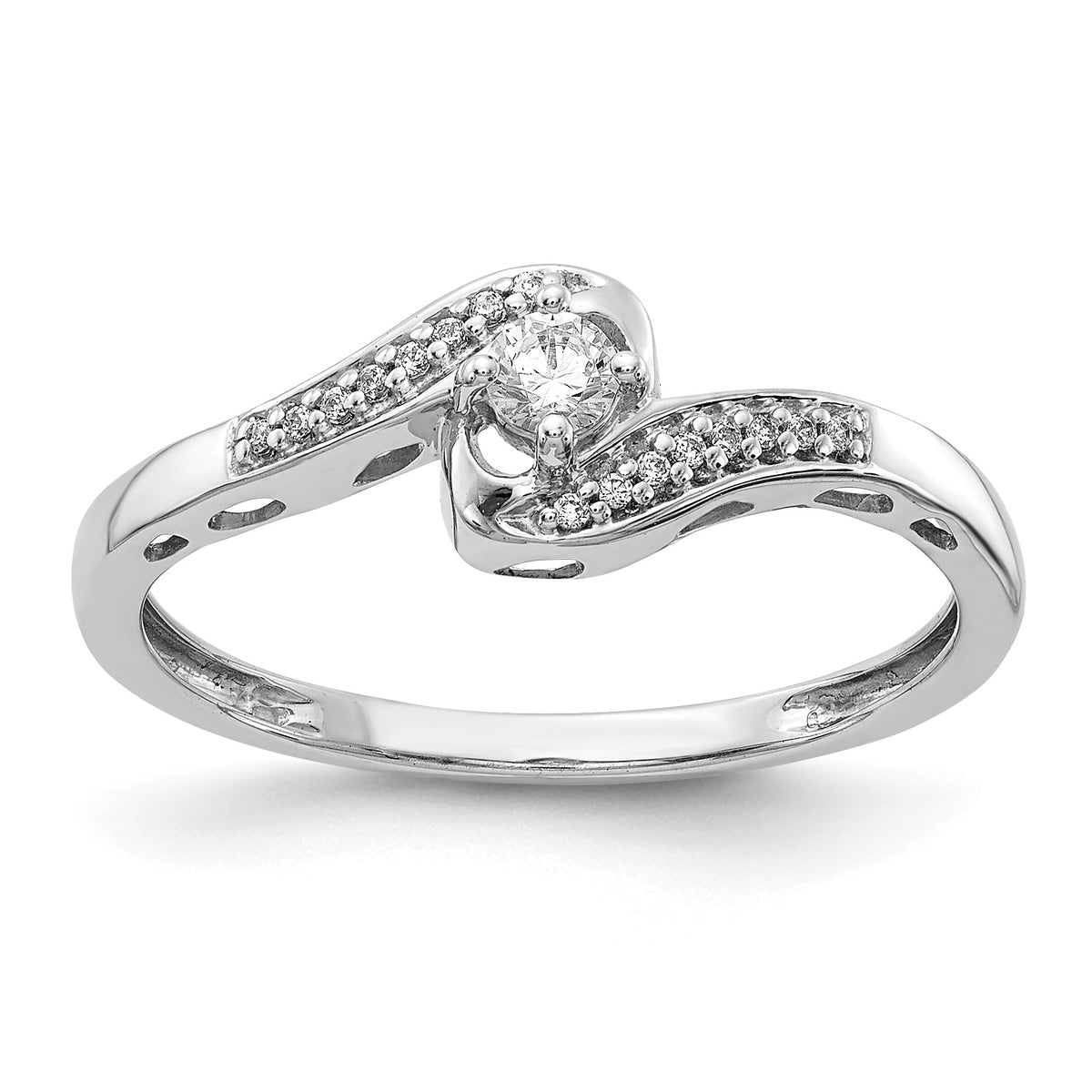 Diamond Bypass Ring in 14K White Gold (1/6 ct. tw.), Size 7 - Sophia Jewelers