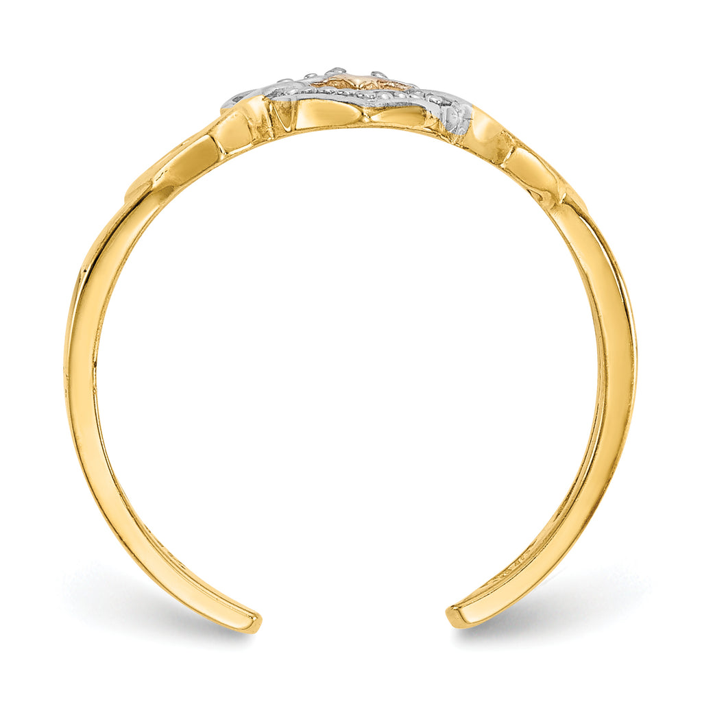 10k Rhodium Diamond Heart Toe Ring