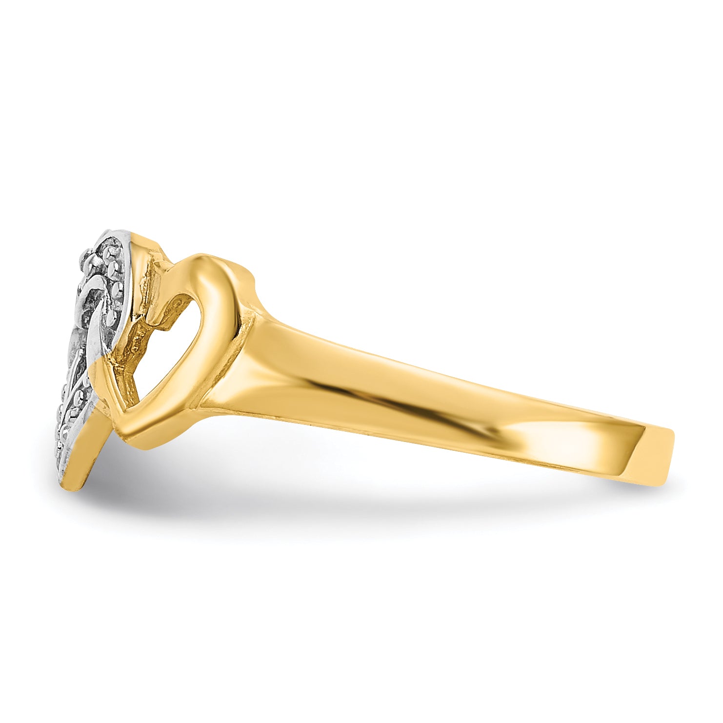 10k Rhodium Diamond Heart Toe Ring