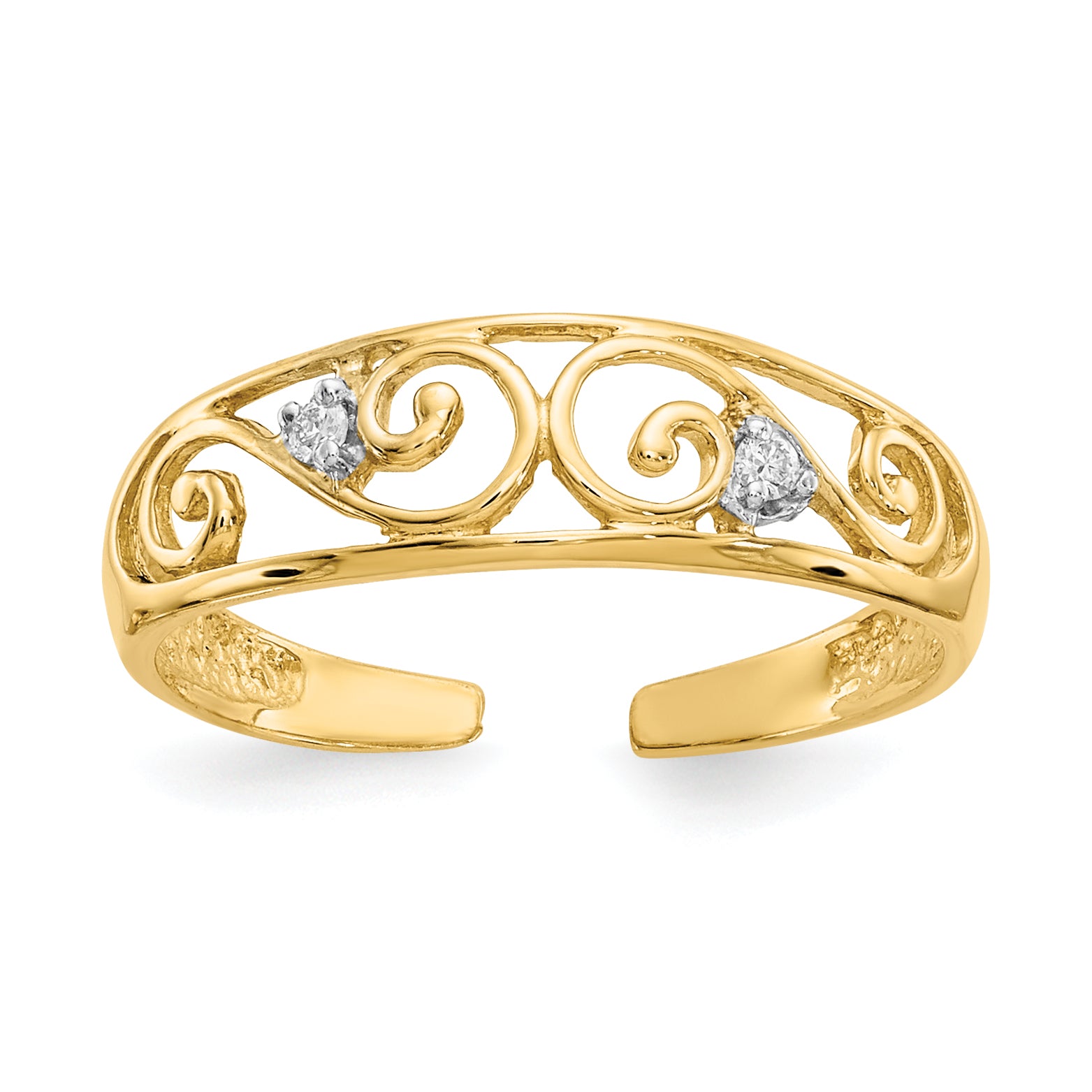 10k .02ct Diamond Scroll Toe Ring Main image