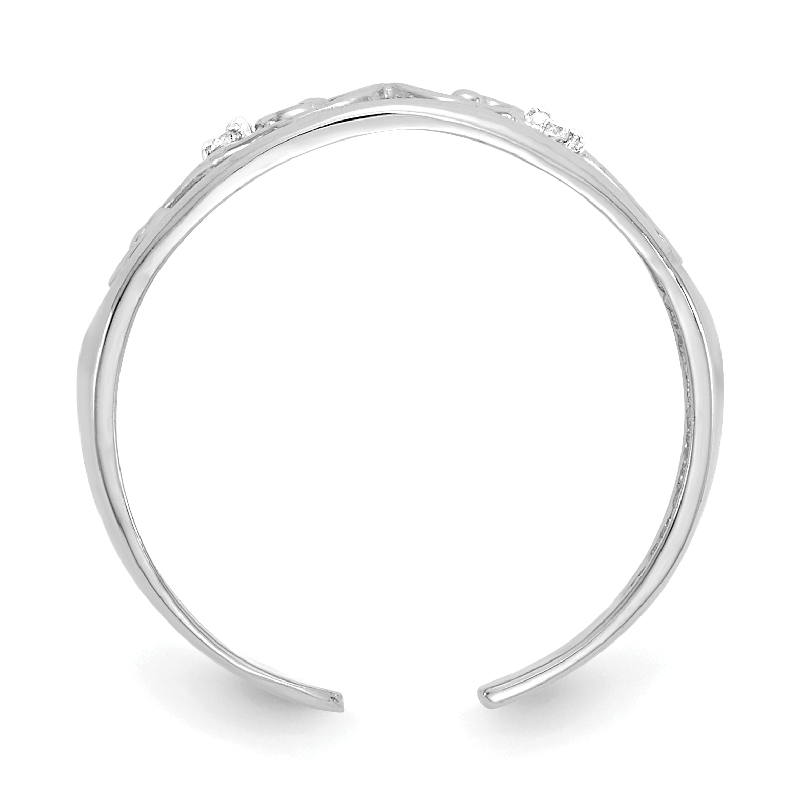 14k White Gold .02ct Diamond Scroll Toe Ring